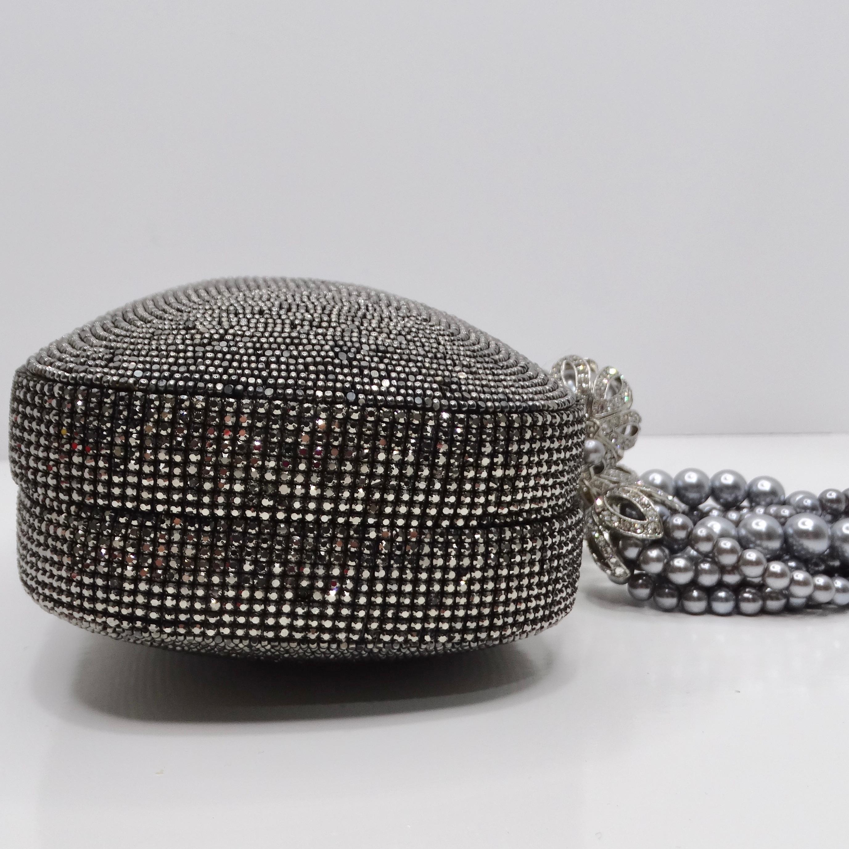 Crystal Embellished Faux Pearl Clutch Bag For Sale 1