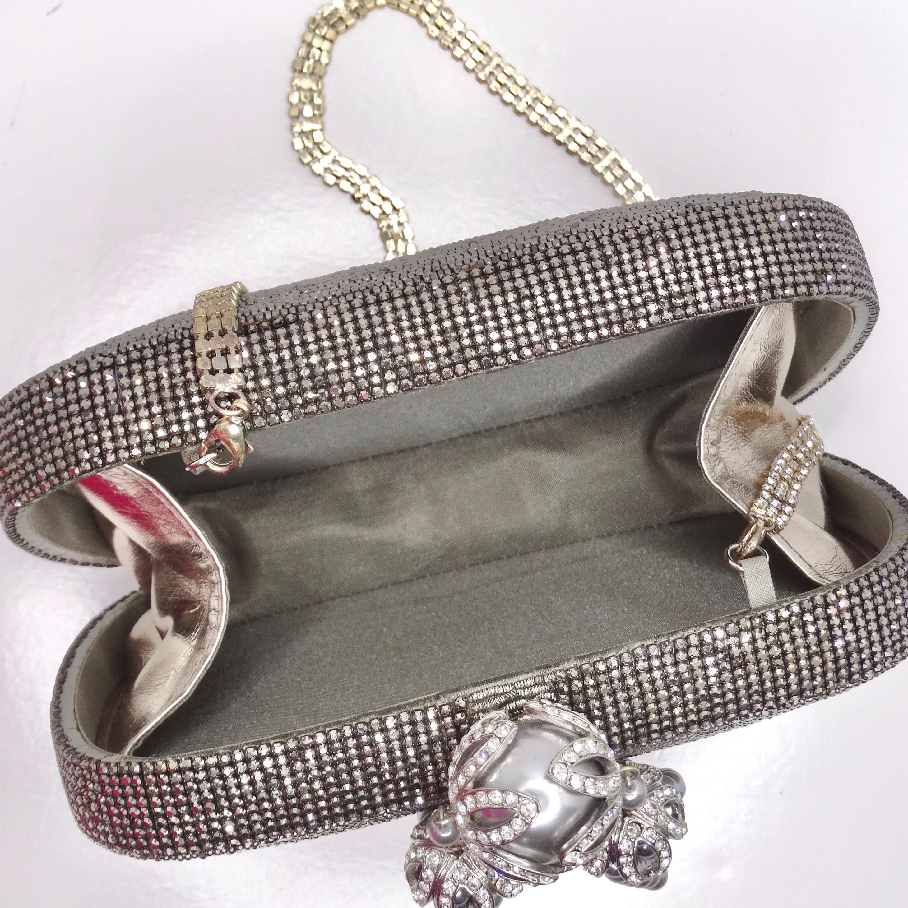 Crystal Embellished Faux Pearl Clutch Bag For Sale 3