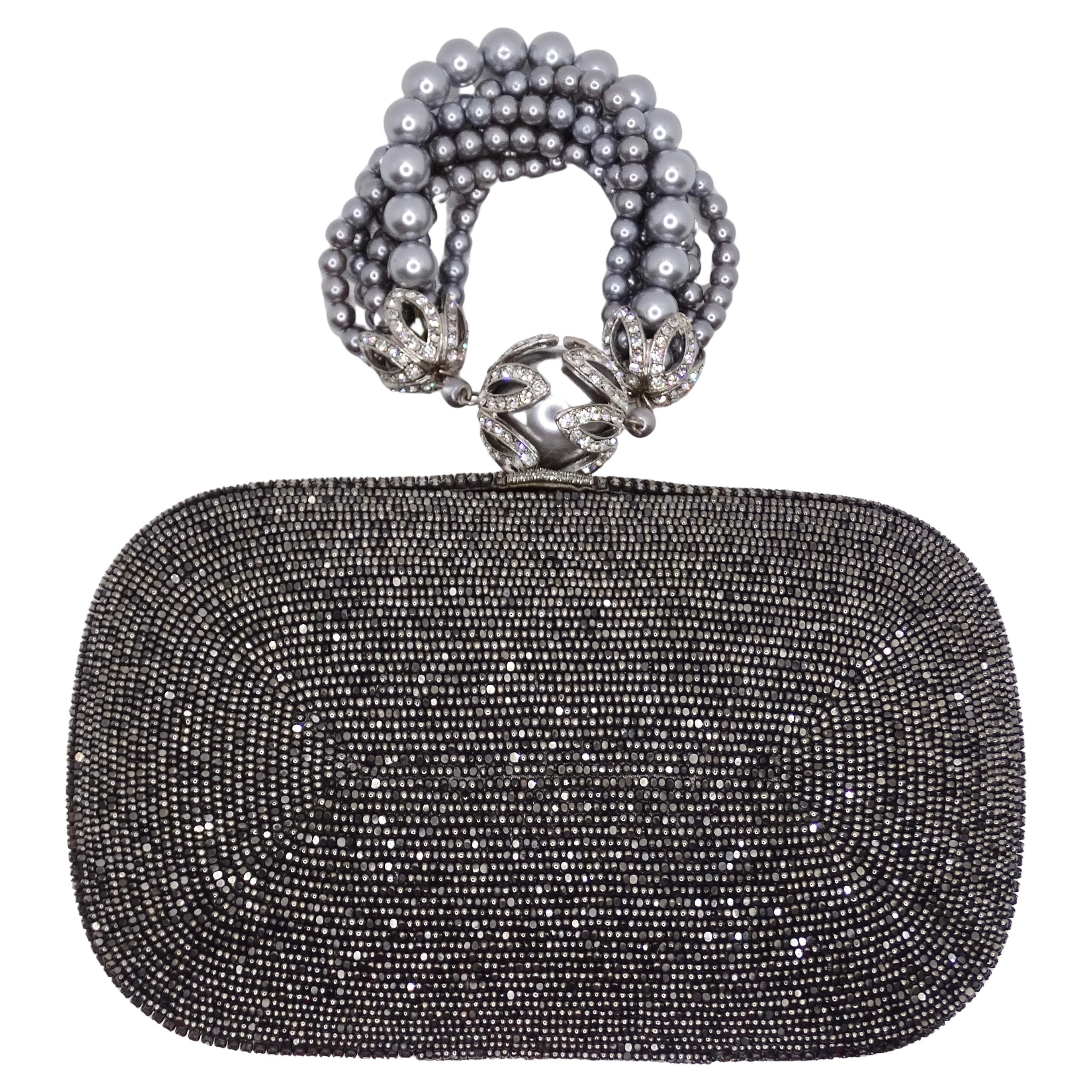 Crystal Embellished Faux Pearl Clutch Bag For Sale