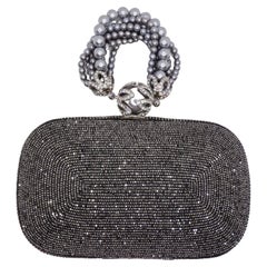 Used Crystal Embellished Faux Pearl Clutch Bag