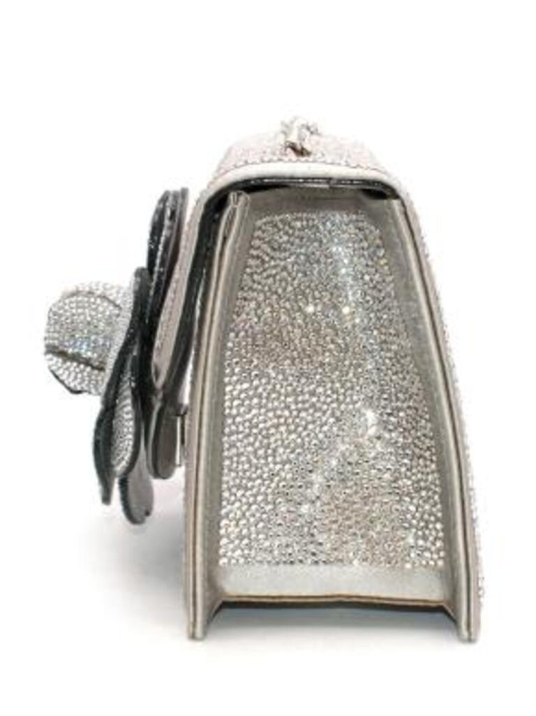 Gray Crystal embellished Tro flower box bag