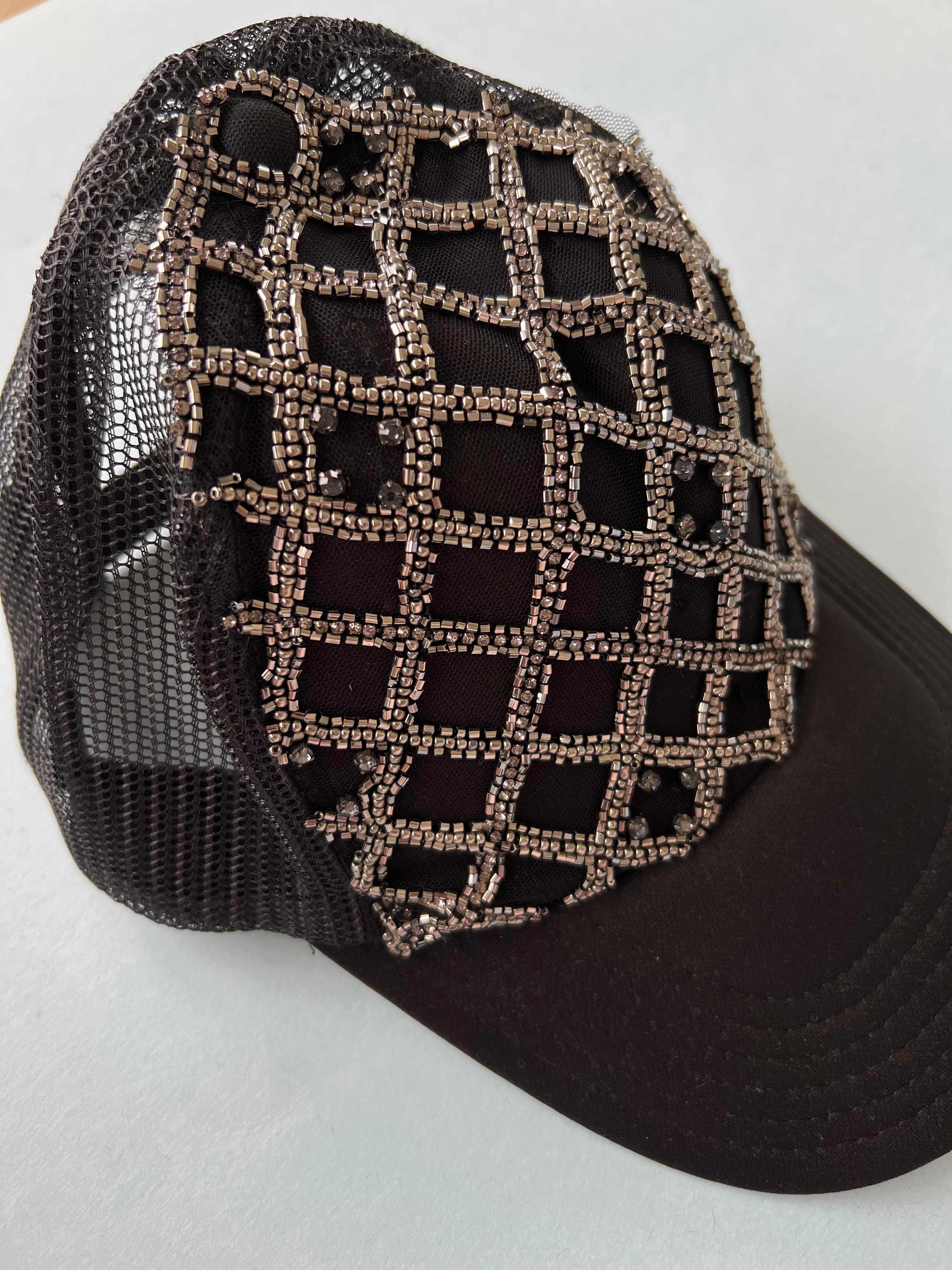Crystal Embellishment Hat Black Trucker J Dauphin 6