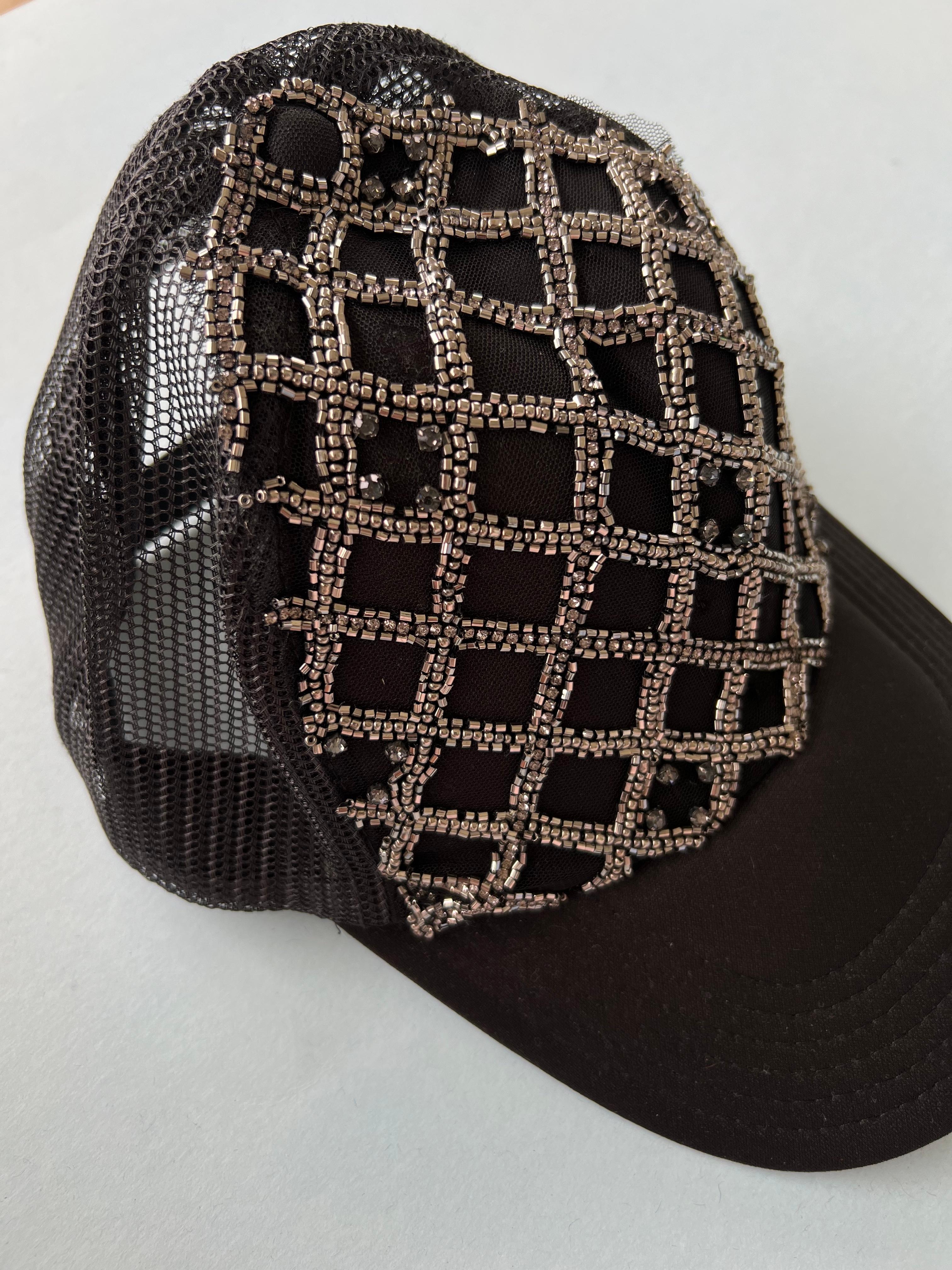 Crystal Embellishment Hat Black Trucker J Dauphin 5