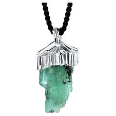 Cristal Emeraude Pendentif en argent brut Collier Greene & Greene Corde cadeau anniversaire