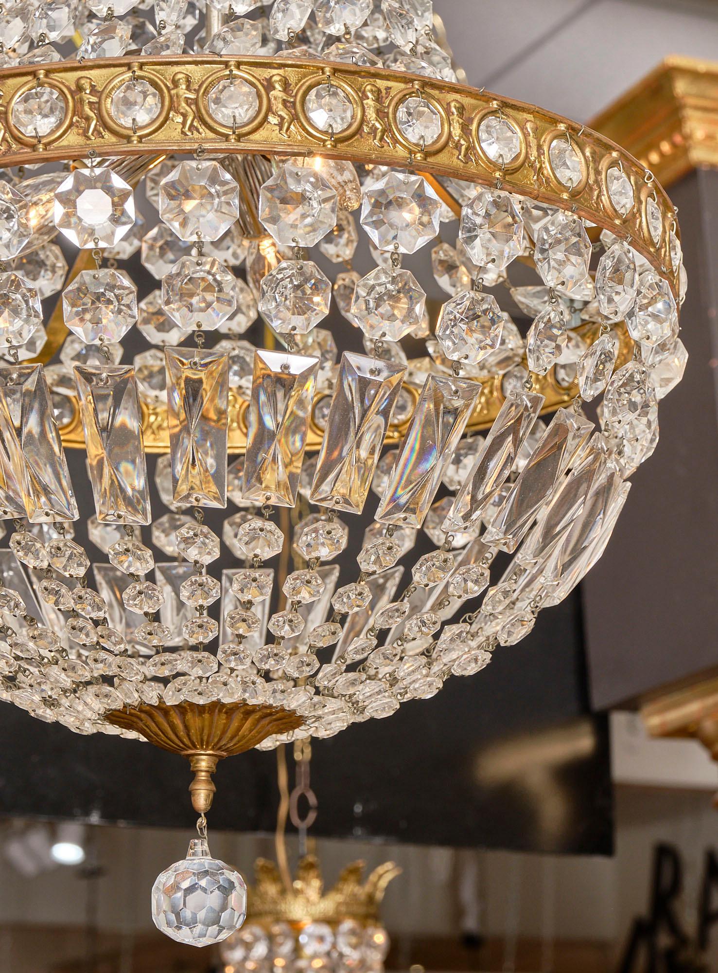 French Crystal Empire Style Vintage Chandelier