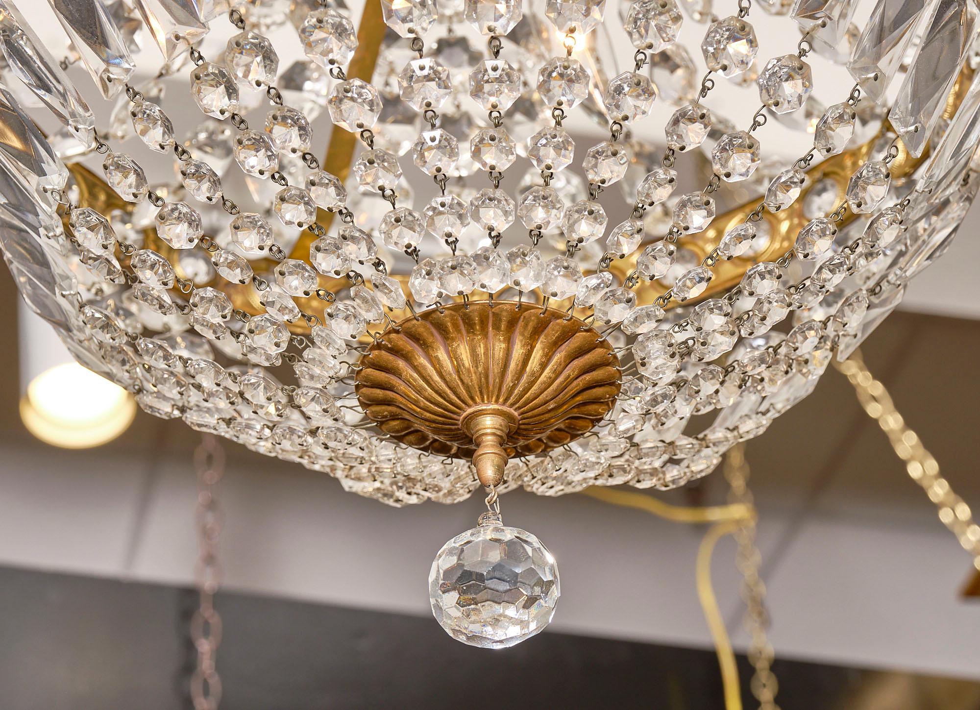 Mid-20th Century Crystal Empire Style Vintage Chandelier