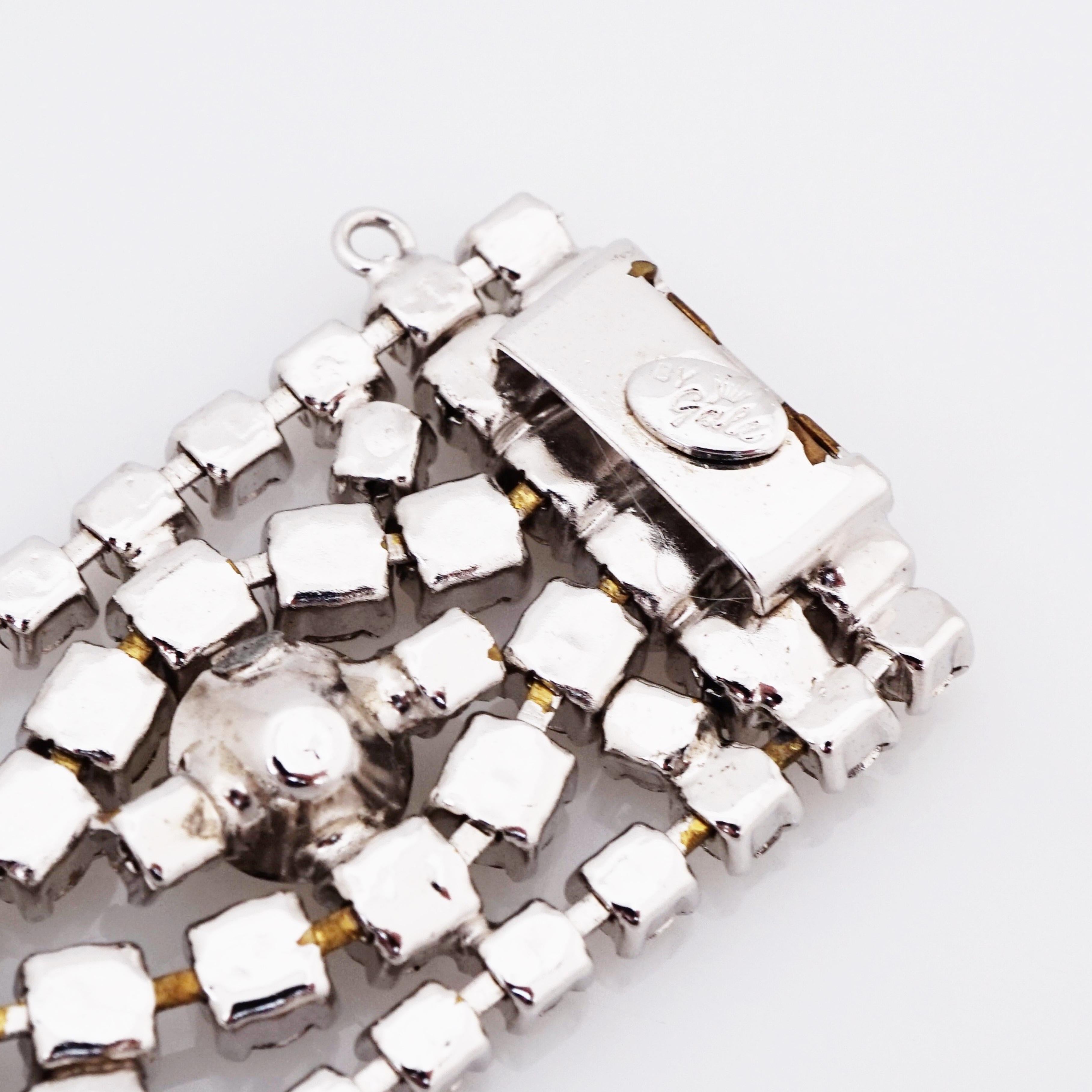 Crystal Encrusted Cocktail Statement Bracelet By Gale, 1950s In Good Condition In McKinney, TX