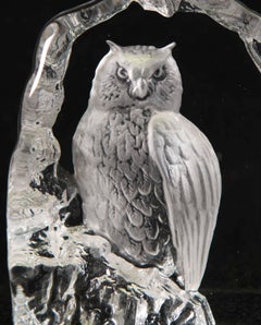 Crystal Eurasian Eagle-Owl Made by Mats Jonasson, Sweden