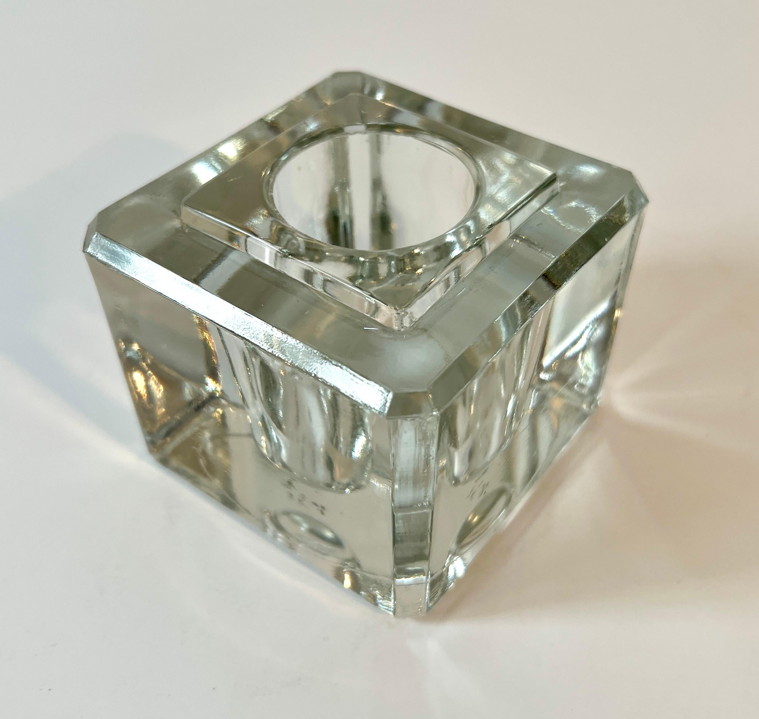 Art Deco Kristall Facettierter Block Briefbeschwerer Vase/Schreibtischzubehör aus Kristall im Zustand „Gut“ im Angebot in Los Angeles, CA