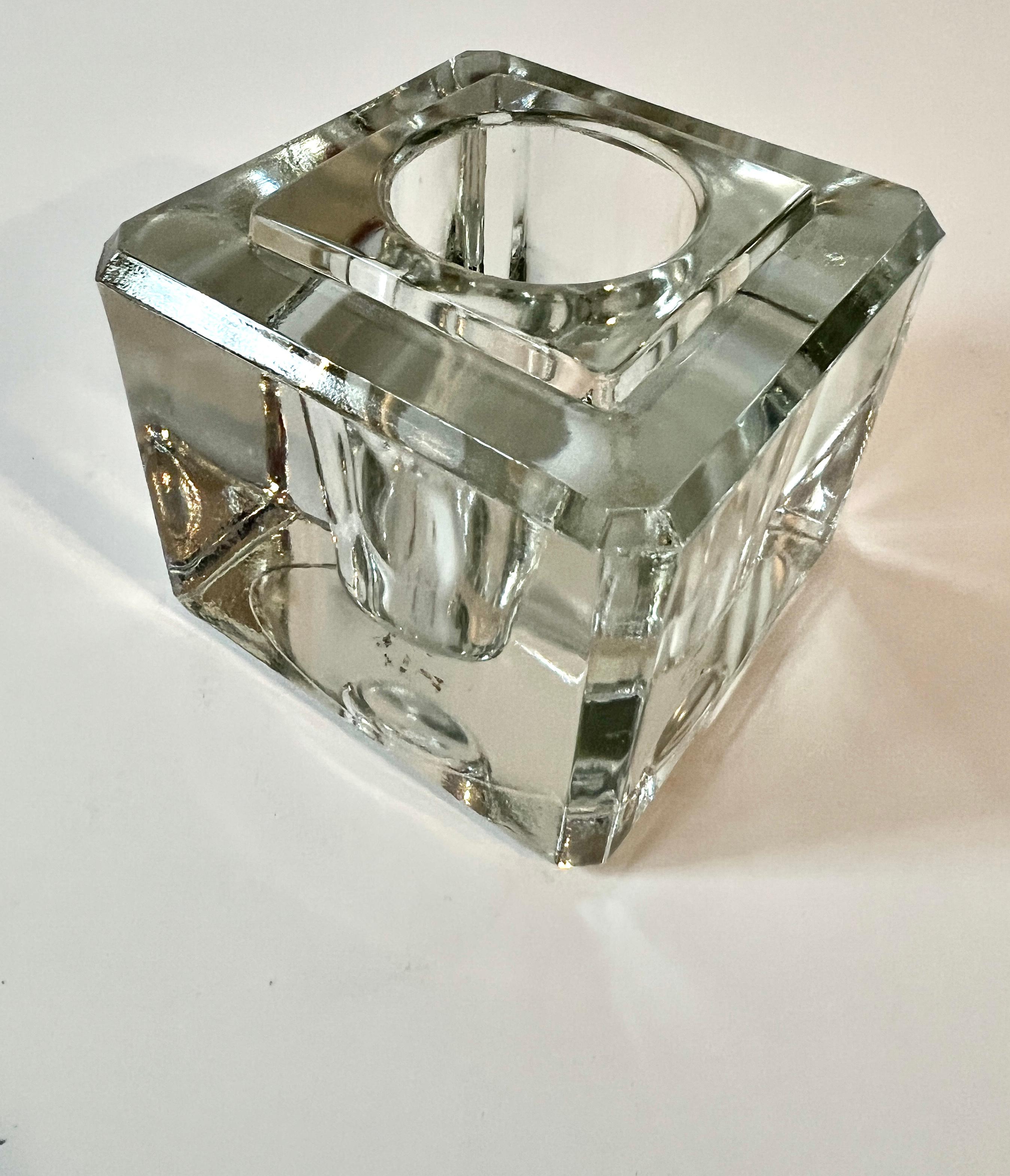 Art Deco Kristall Facettierter Block Briefbeschwerer Vase/Schreibtischzubehör aus Kristall (20. Jahrhundert) im Angebot