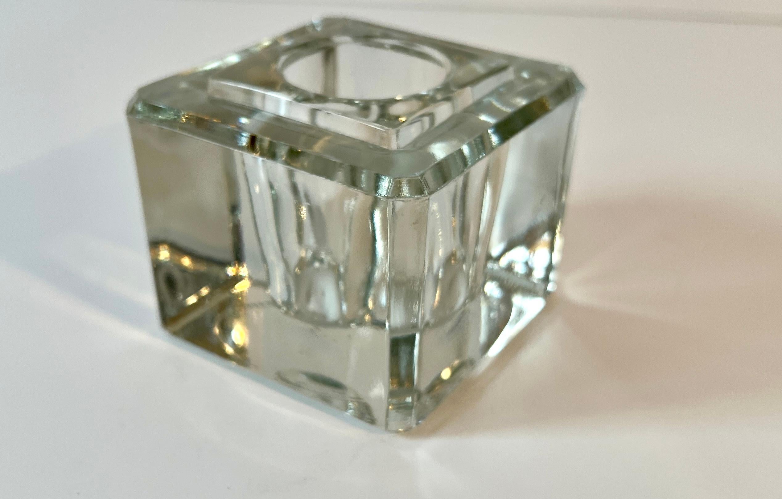 Art Deco Kristall Facettierter Block Briefbeschwerer Vase/Schreibtischzubehör aus Kristall im Angebot 1