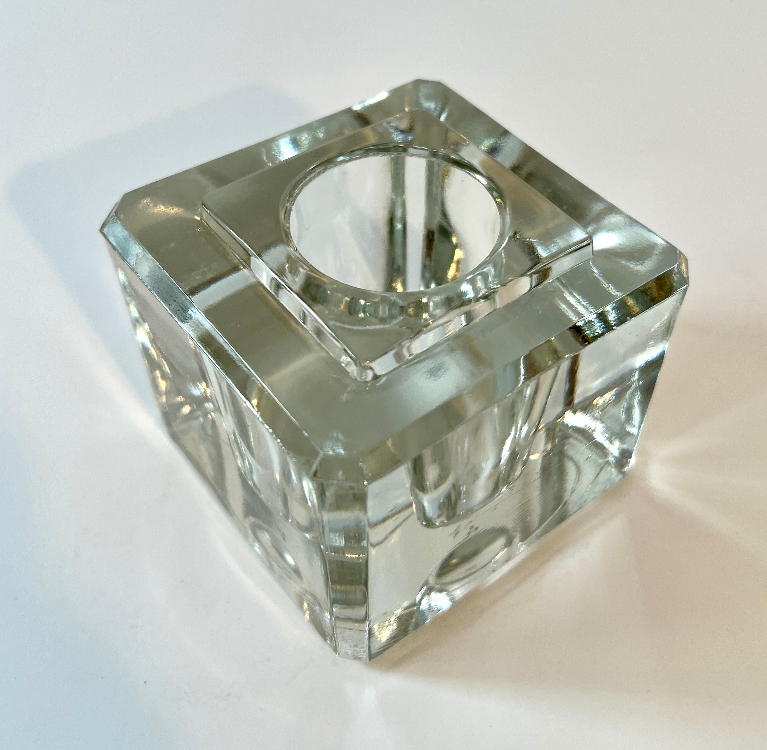 Art Deco Kristall Facettierter Block Briefbeschwerer Vase/Schreibtischzubehör aus Kristall im Angebot 2