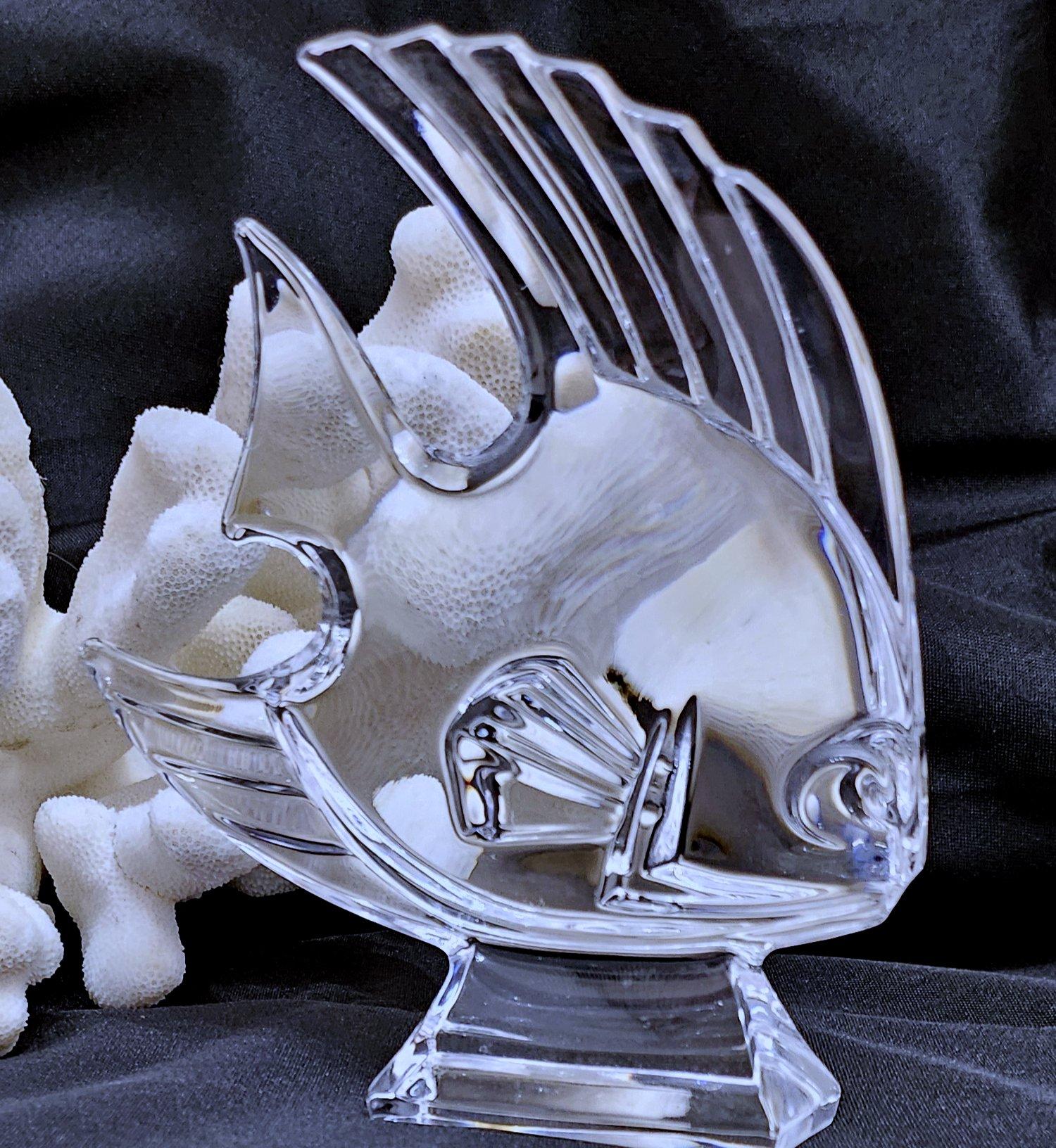 Verre Sculpture de poisson en cristal - vintage en vente