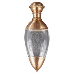 Antique Crystal Flask with Gold, Late 19th Century