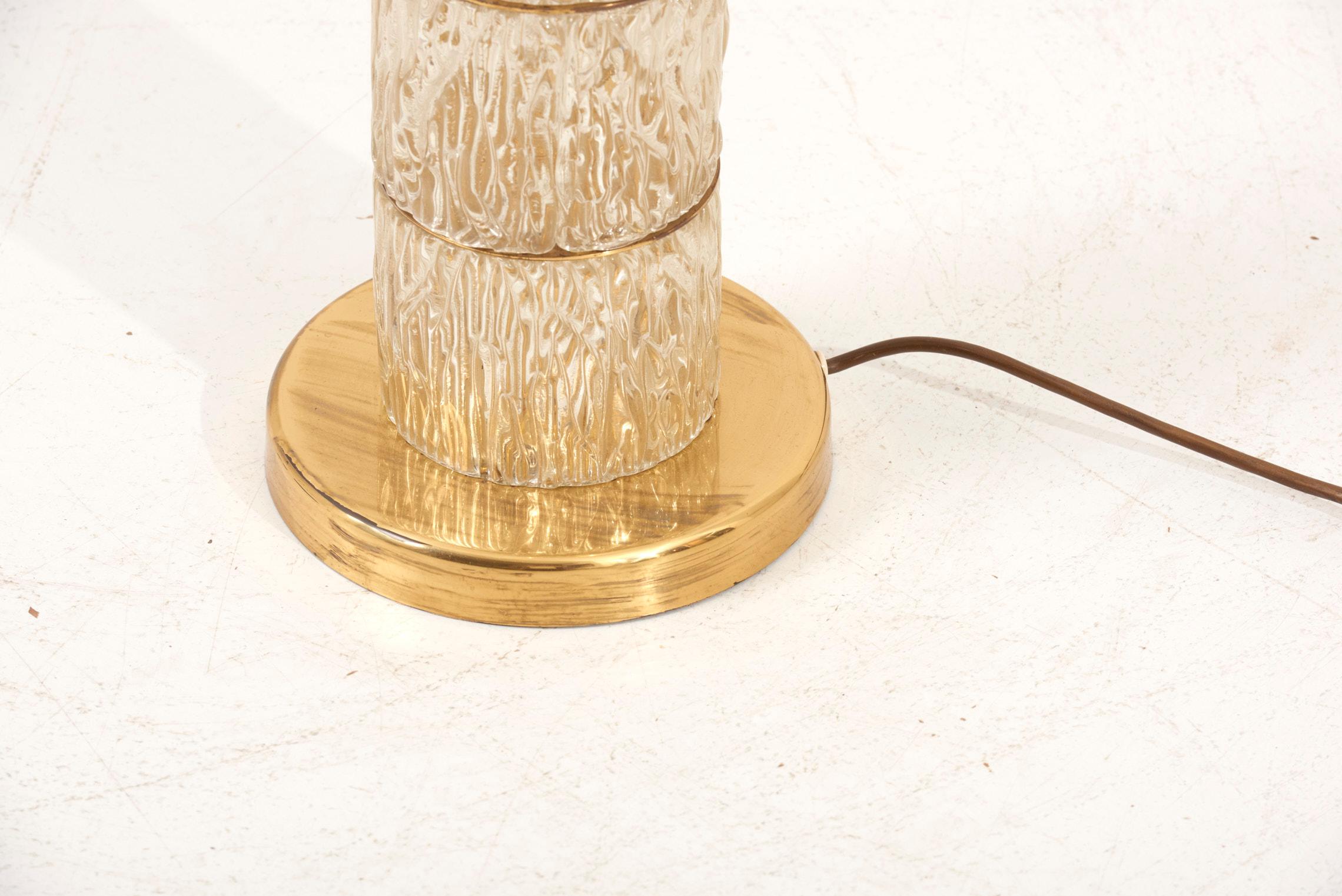 Crystal Floor Lamp with Brass Elements, 1970s For Sale 7