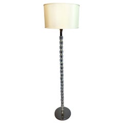 Crystal Floor Lamp with Faceted Glass Pole and Chrome Base