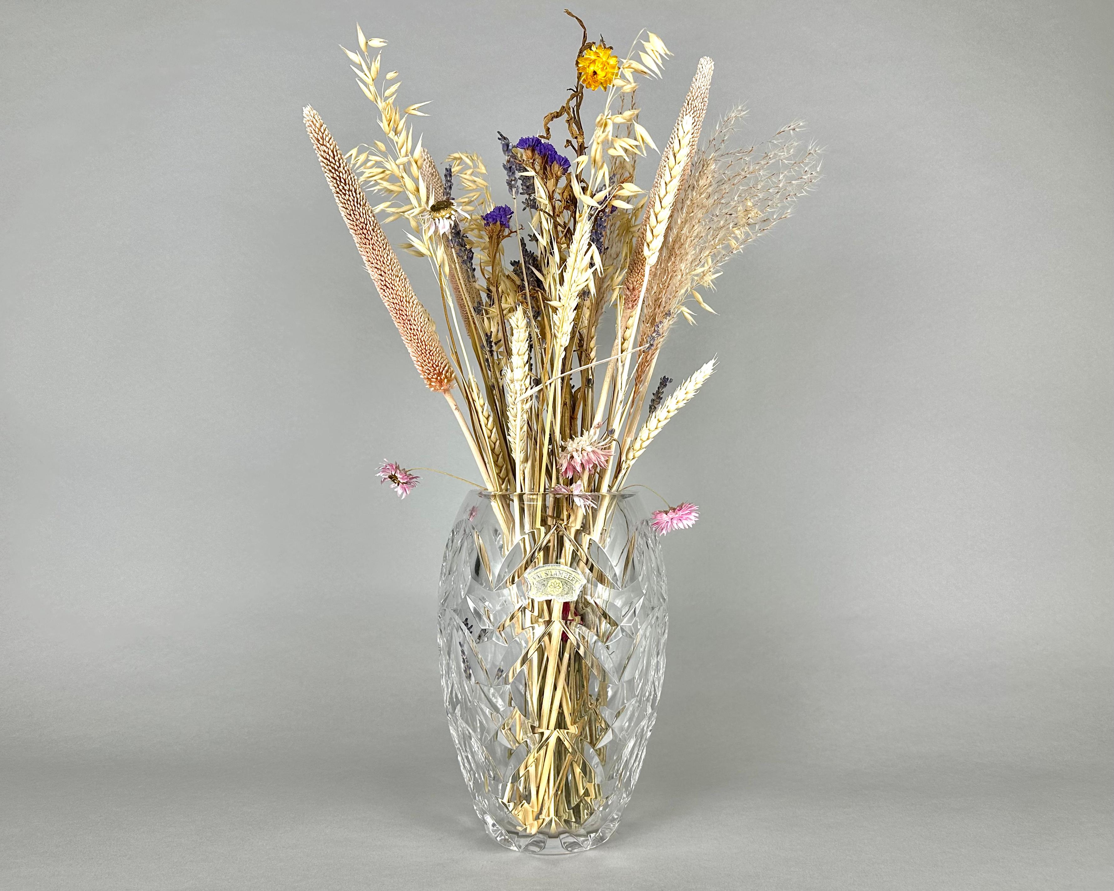 Art Deco Crystal Flower Vase Val St. Lambert Belgium 1950s For Sale