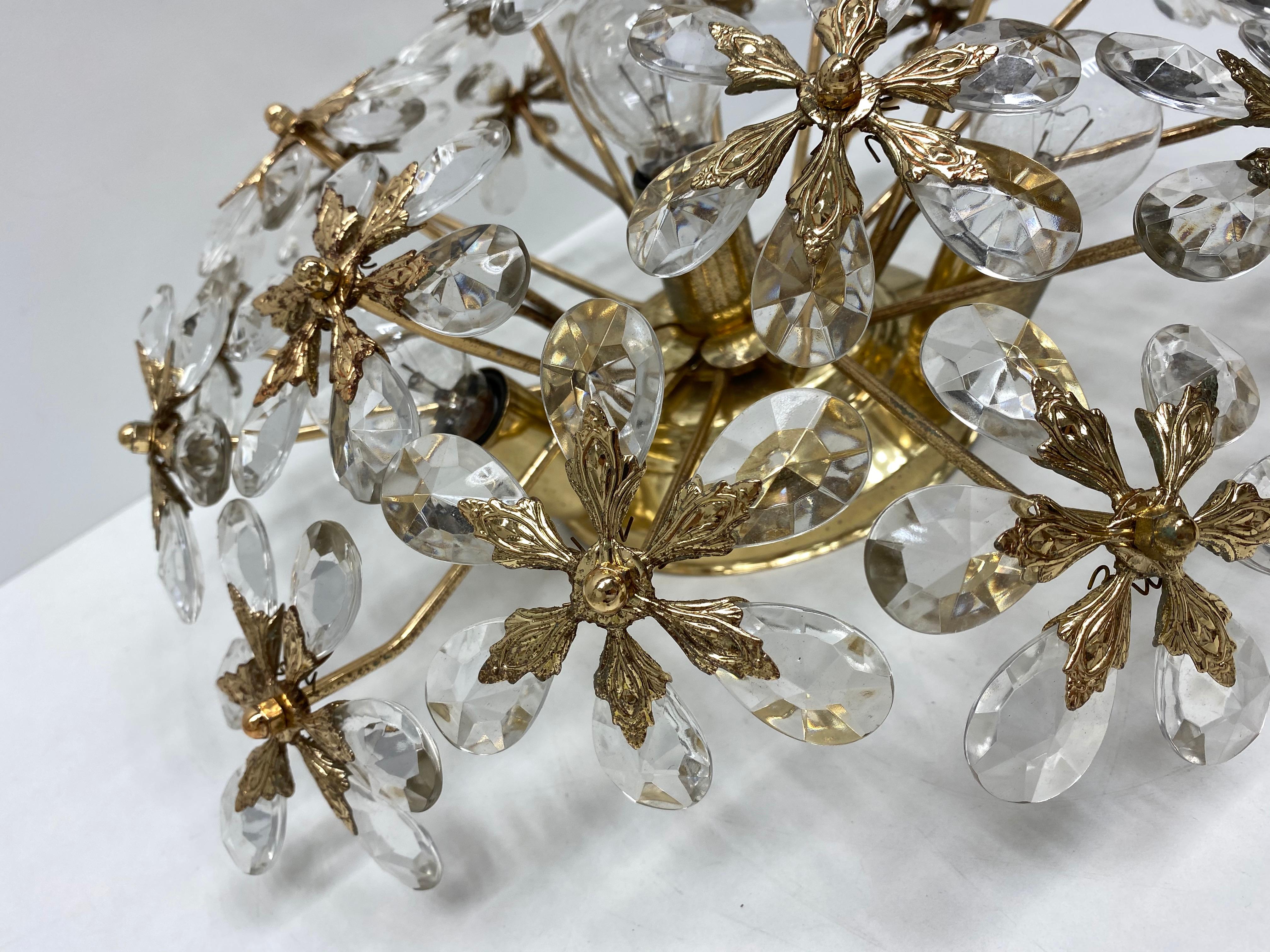 Crystal Flowers Glass Flush mount by Palwa Germany, Midcentury, German, 1960s 2