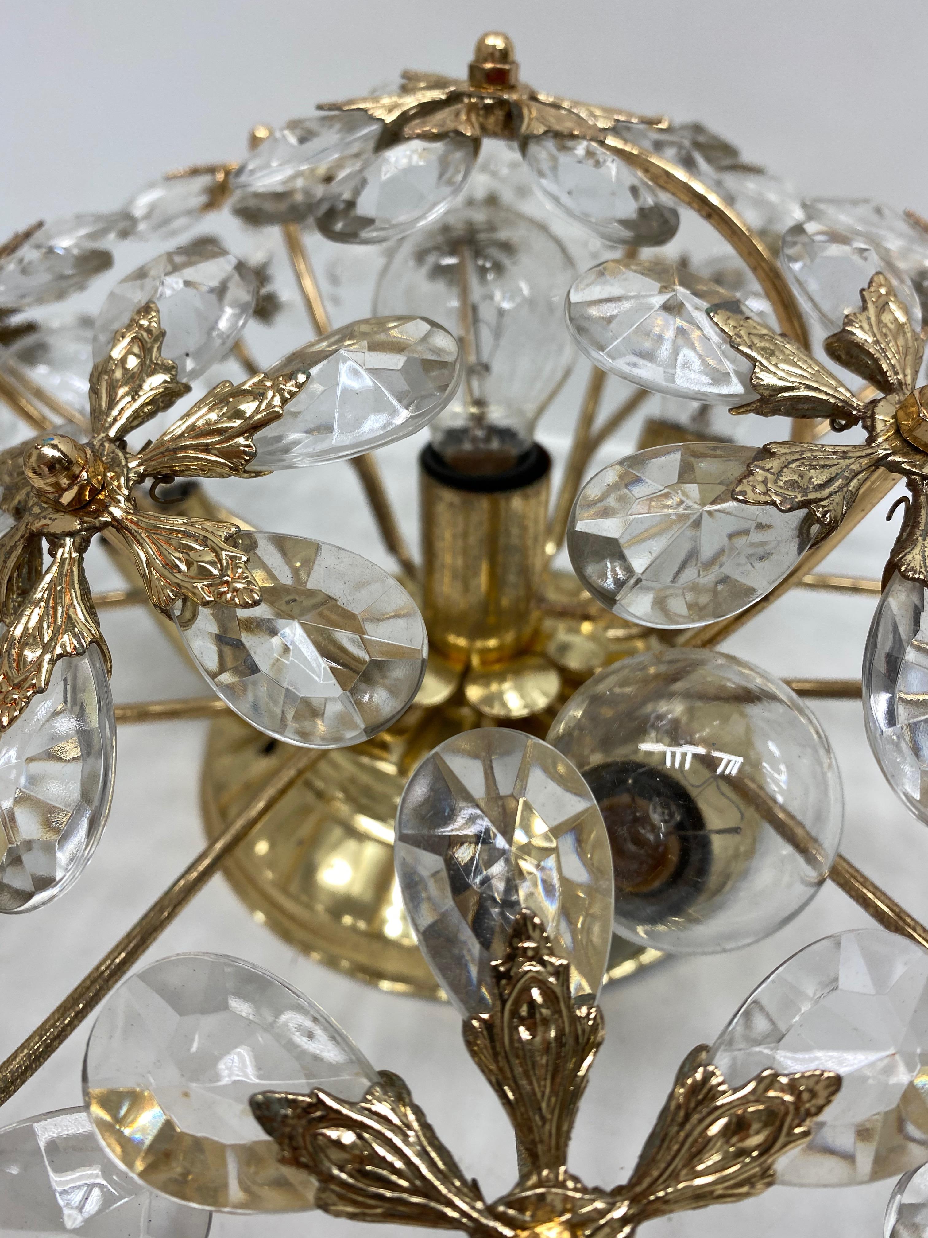 Crystal Flowers Glass Flush mount by Palwa Germany, Midcentury, German, 1960s 3