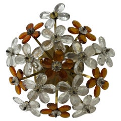 Crystal Flowers Glass Flush Mount Style of Banci Bagues, Italy 1960s