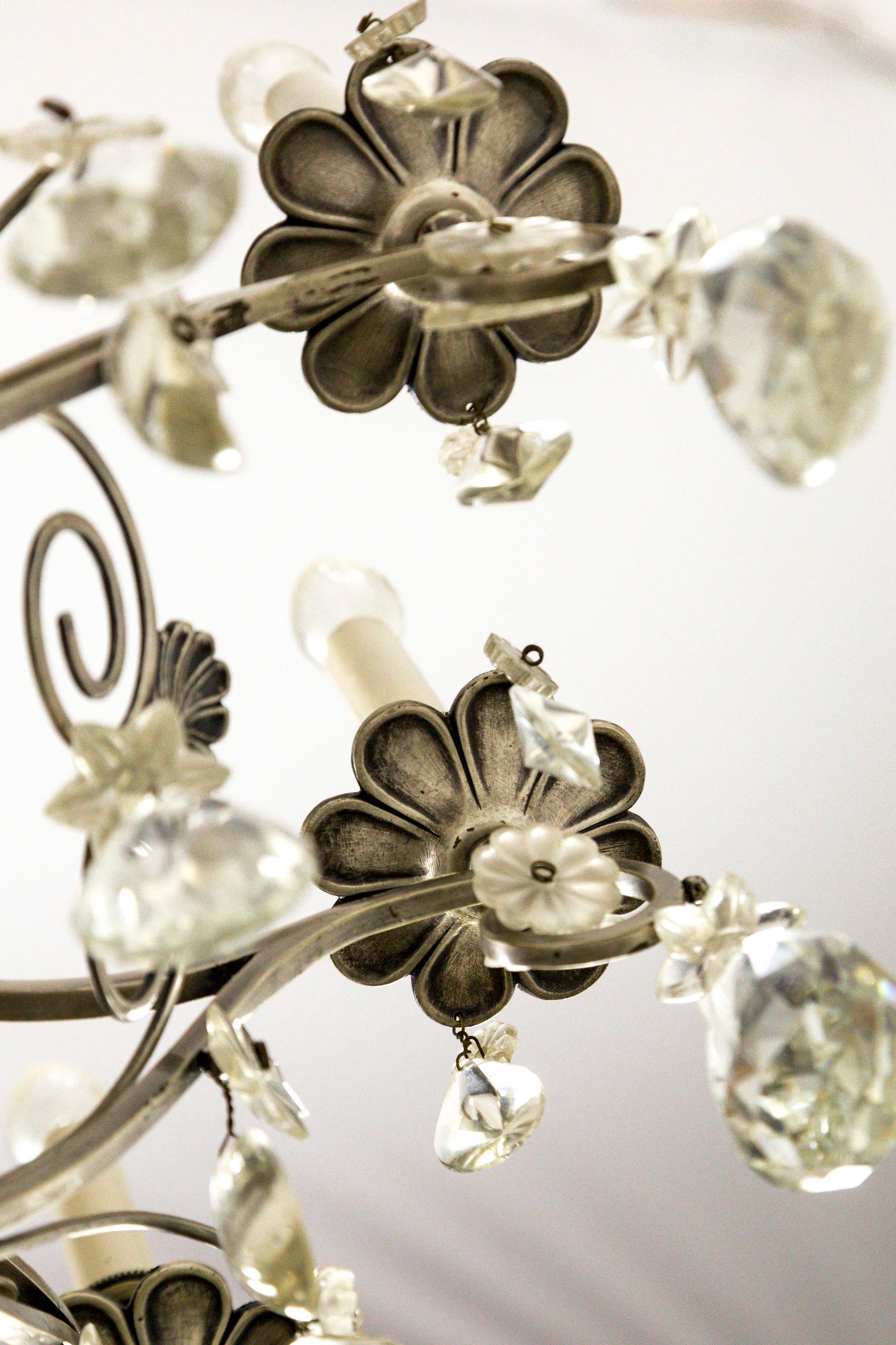 Lustre panier tissé à fleurs de cristal 11
