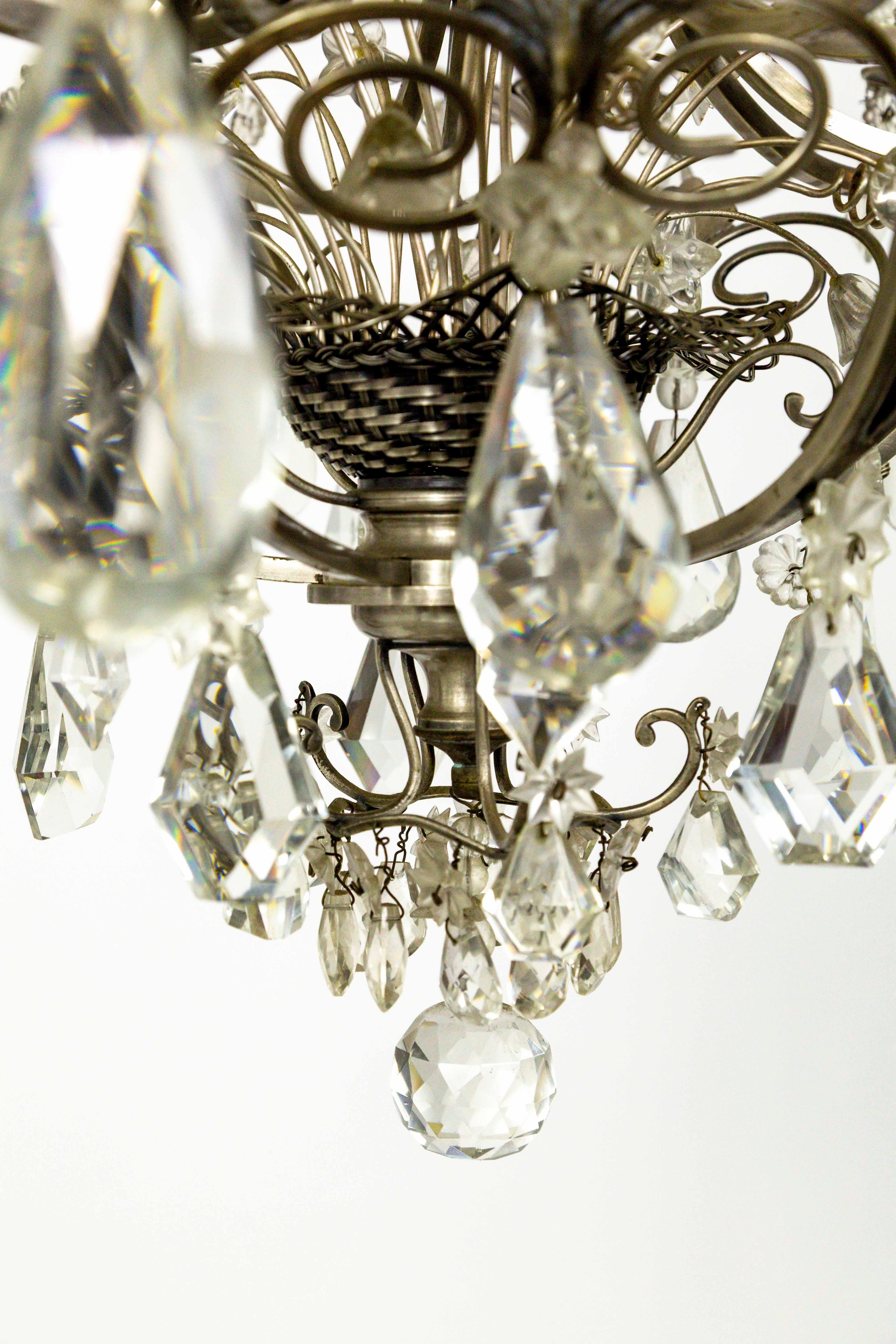 Lustre panier tissé à fleurs de cristal 2
