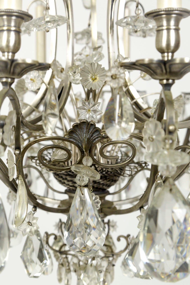 Crystal Flowers in Woven Basket Chandelier For Sale at 1stdibs