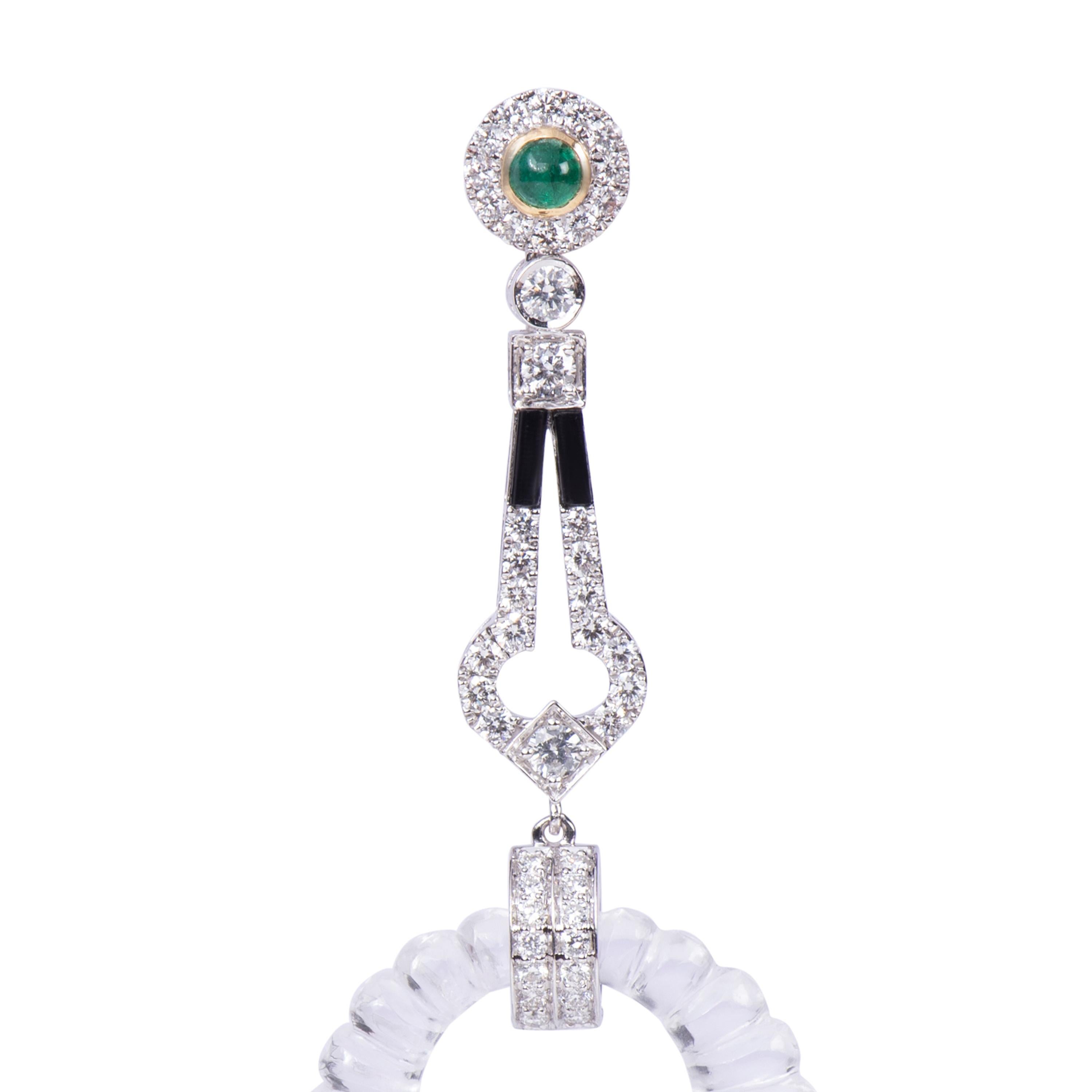 Crystal Flute Diamond Art Deco Style Earring In New Condition For Sale In New York, NY