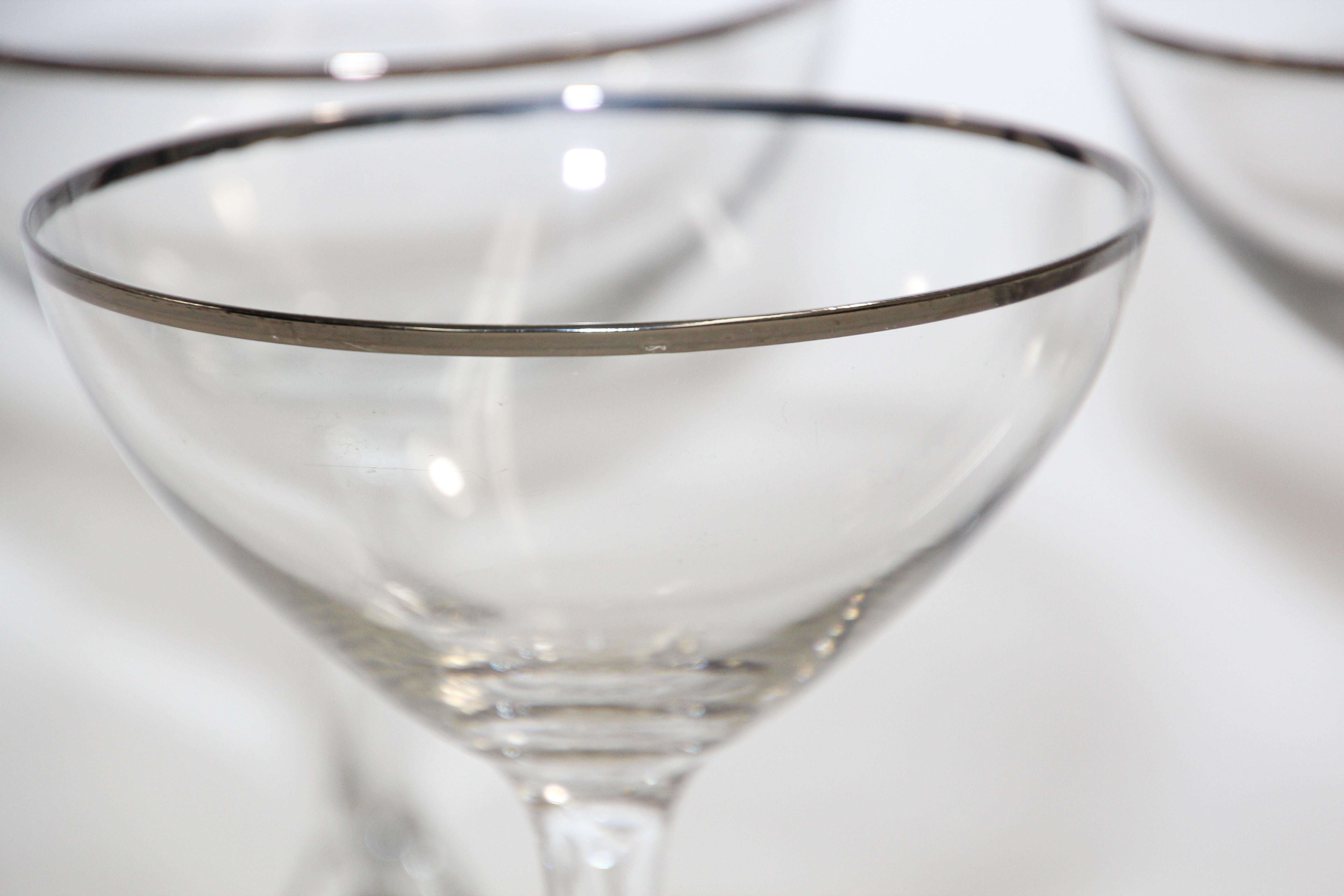 silver rimmed coupe glasses