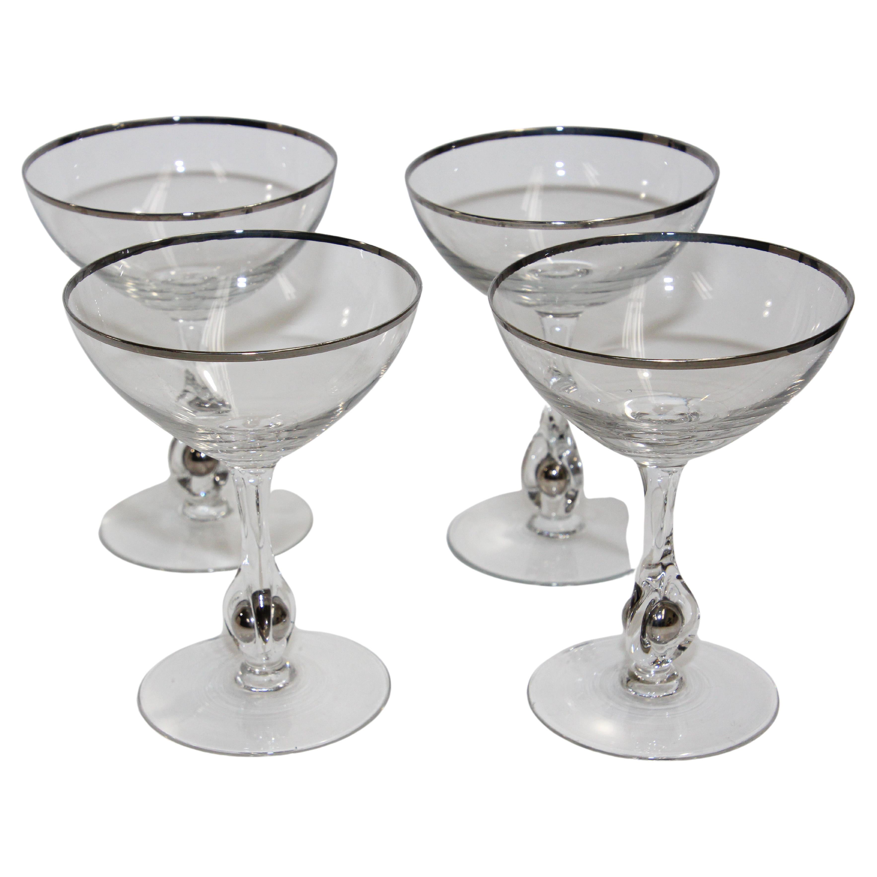 Tall Gold Rimmed Cocktail Glasses, Set of 8 For Sale at 1stDibs