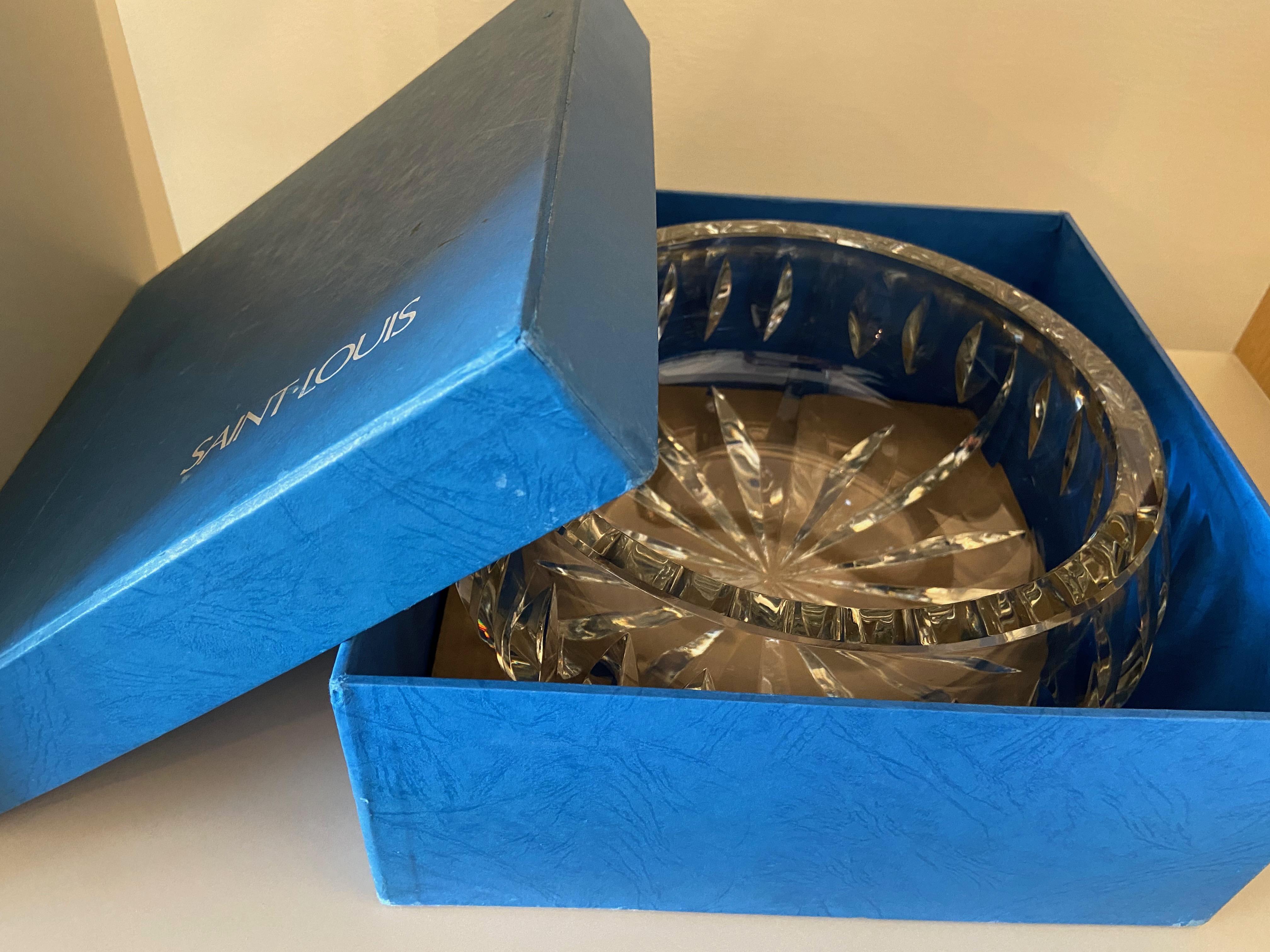 20th Century Mid Century, Crystal Fruit Bowl from Saint Louis Manufacture, Original Box For Sale
