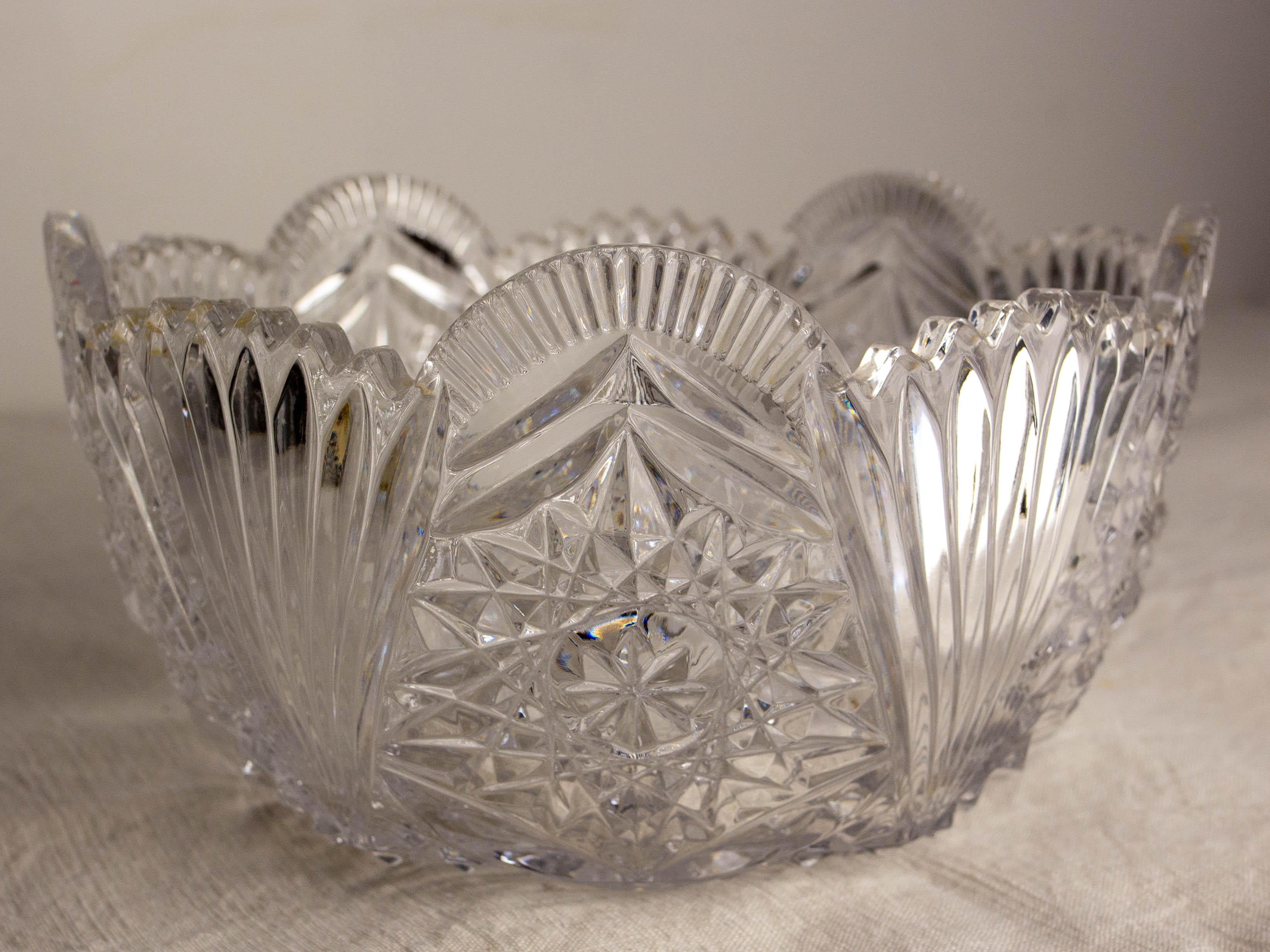 Frutero o centro de mesa de cristal hacia 1960 en venta 1