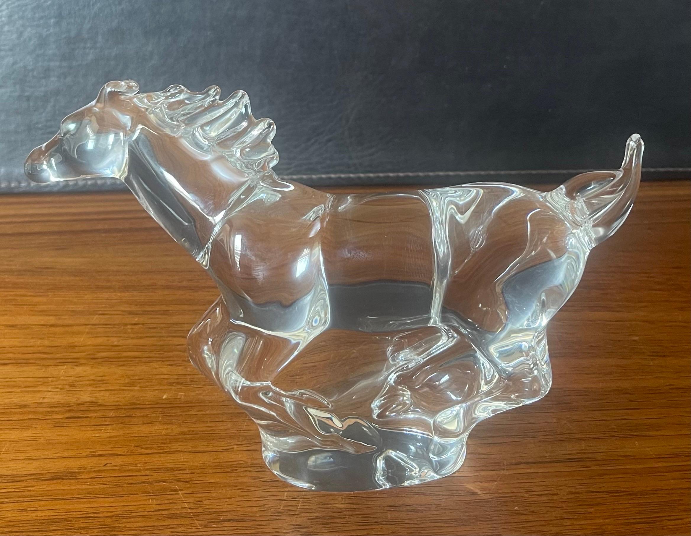 Crystal Galloping Horse / Mustang Sculpture by Steuben Glassworks For Sale 5