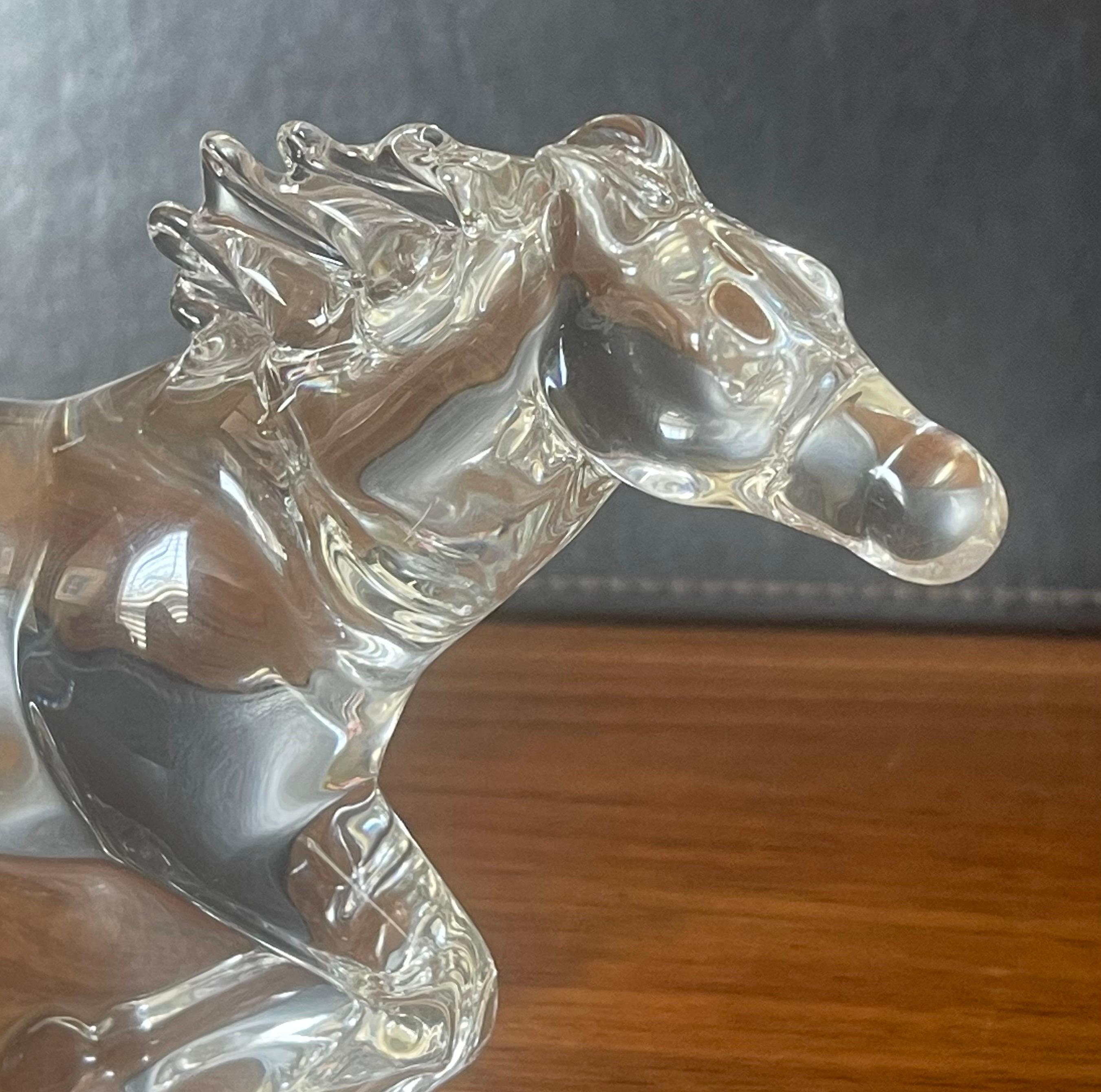 Crystal Galloping Horse / Mustang Sculpture by Steuben Glassworks For Sale 6