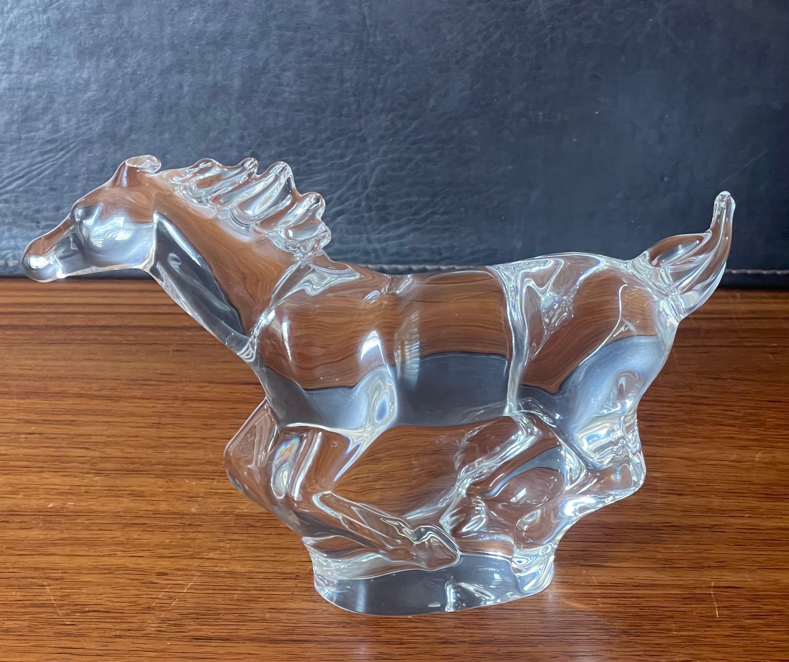 Crystal Galloping Horse / Mustang Sculpture by Steuben Glassworks For Sale 8