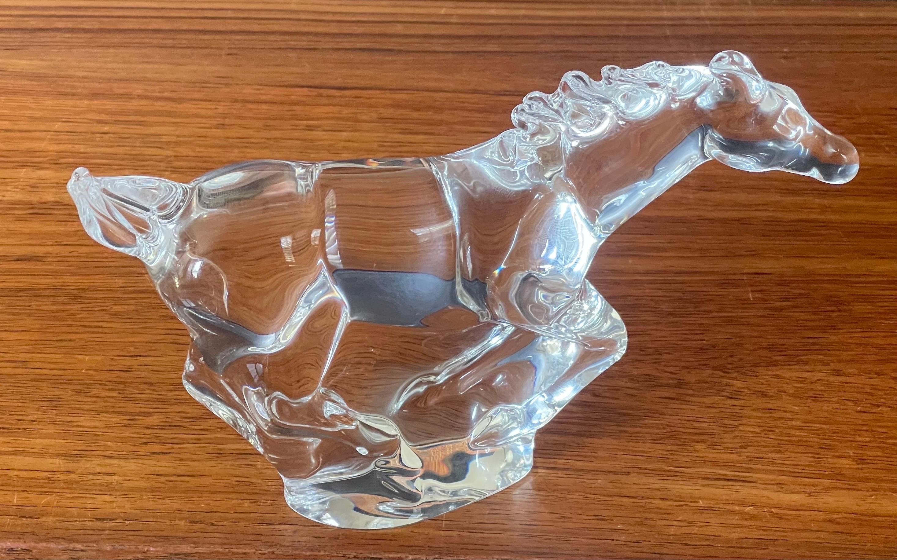 Crystal Galloping Horse / Mustang Sculpture by Steuben Glassworks For Sale 11
