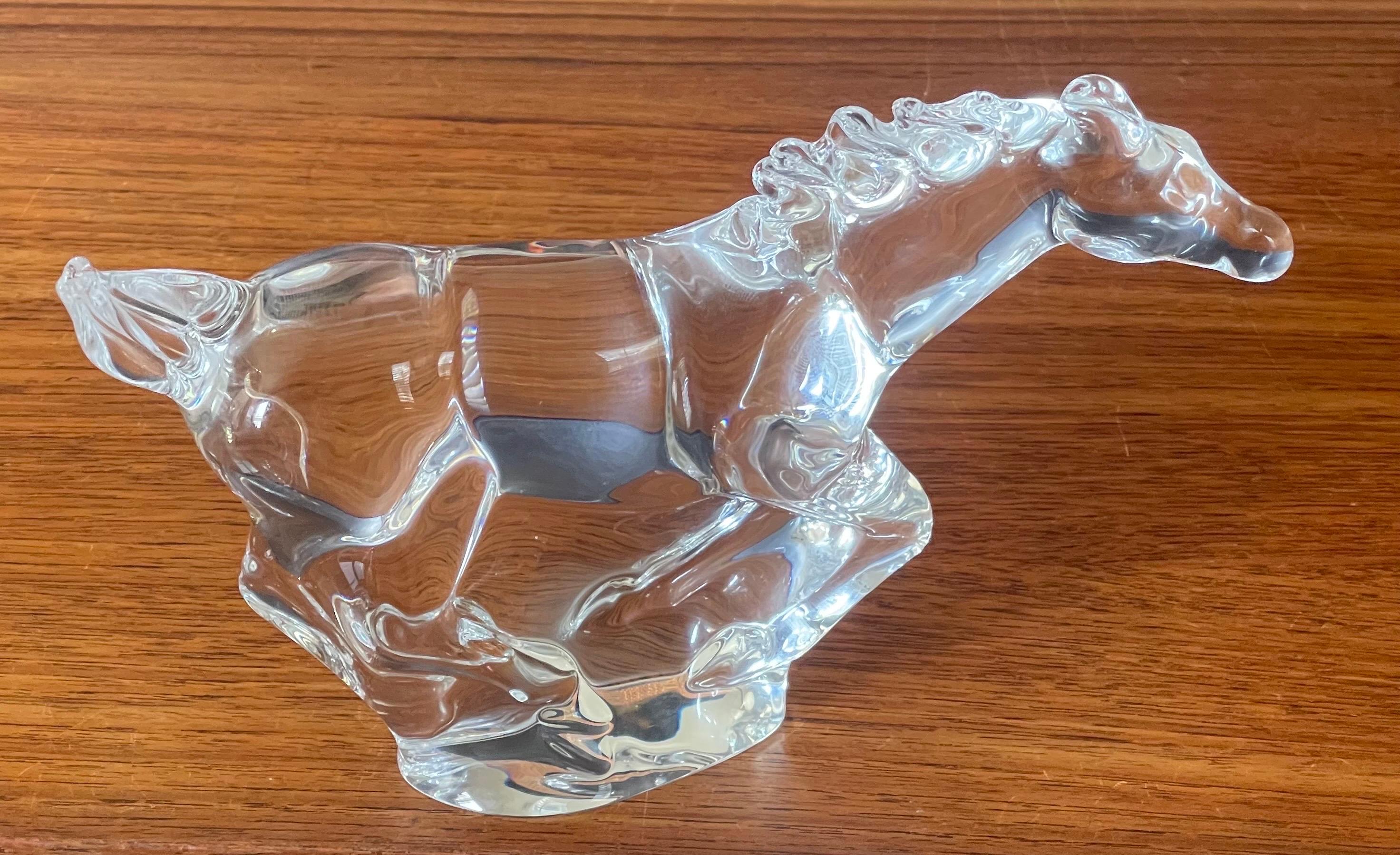 American Crystal Galloping Horse / Mustang Sculpture by Steuben Glassworks For Sale
