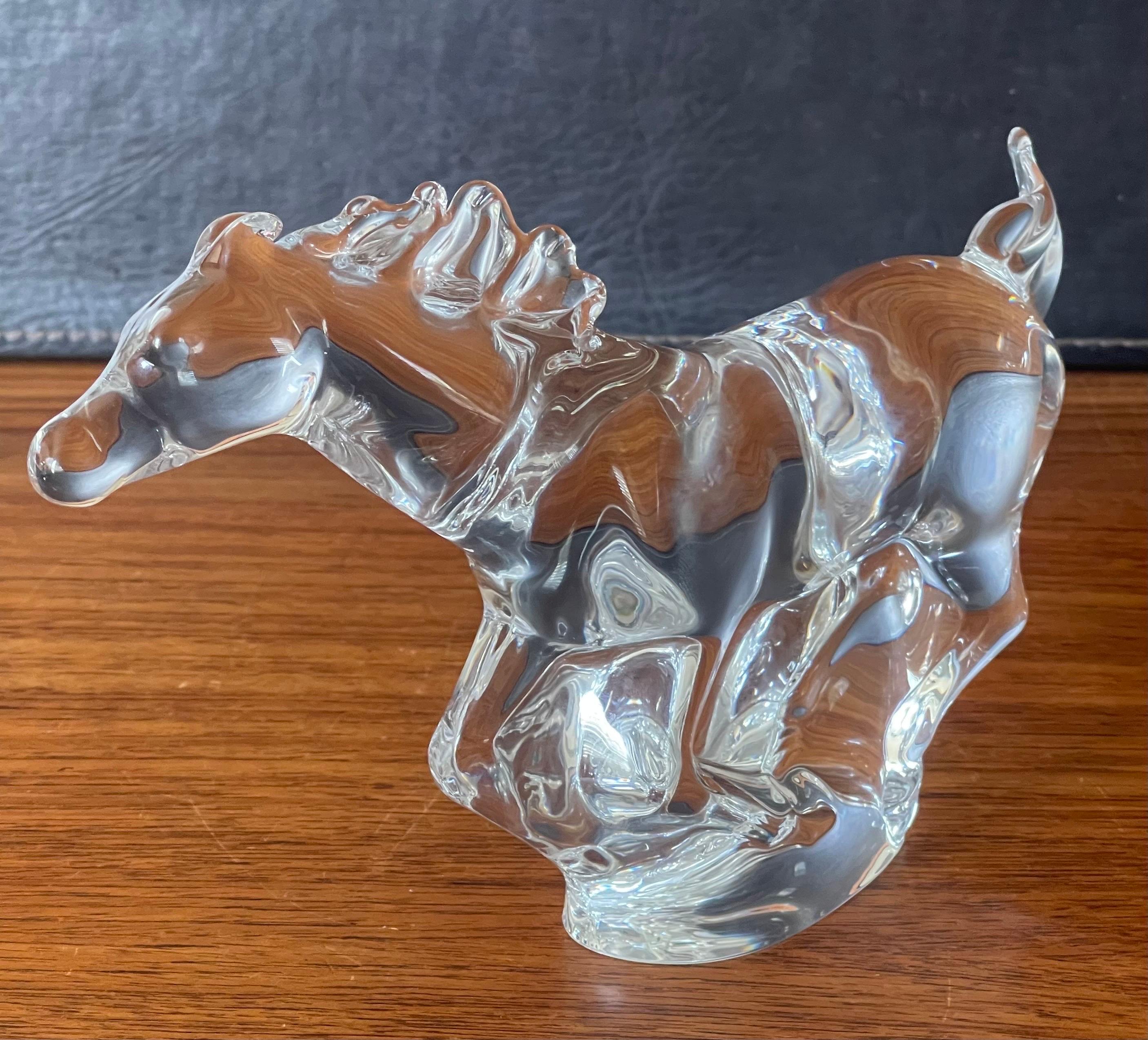 Crystal Galloping Horse / Mustang Sculpture by Steuben Glassworks For Sale 1