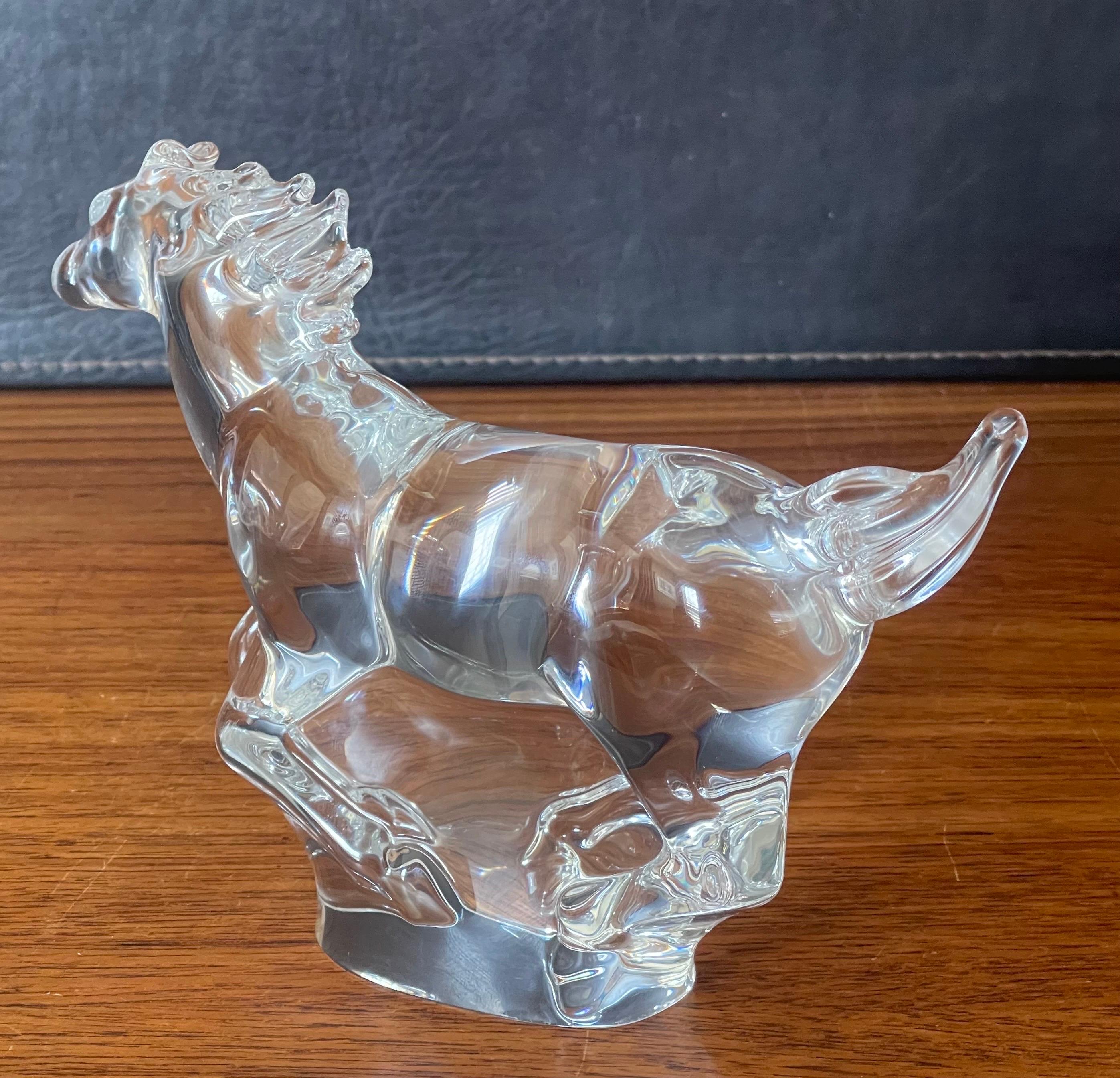 Crystal Galloping Horse / Mustang Sculpture by Steuben Glassworks For Sale 2