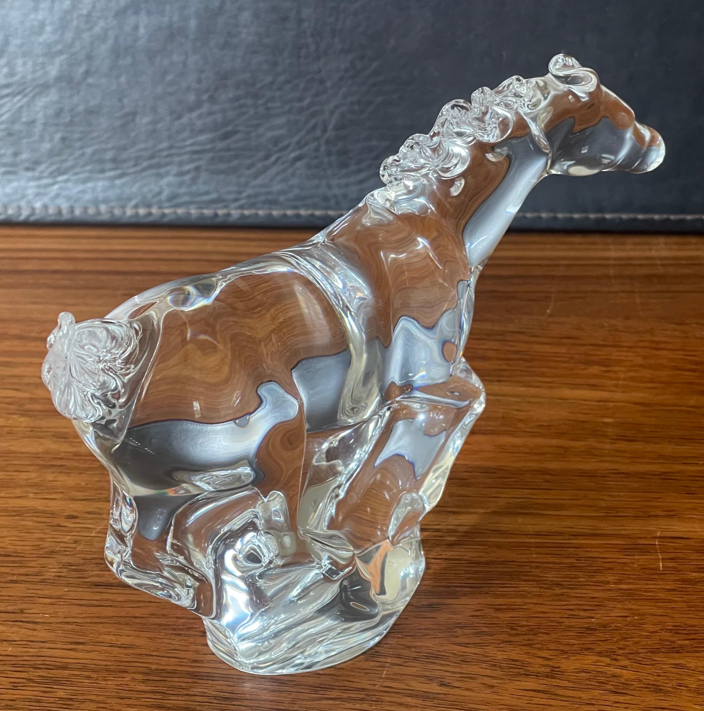 Crystal Galloping Horse / Mustang Sculpture by Steuben Glassworks For Sale 3