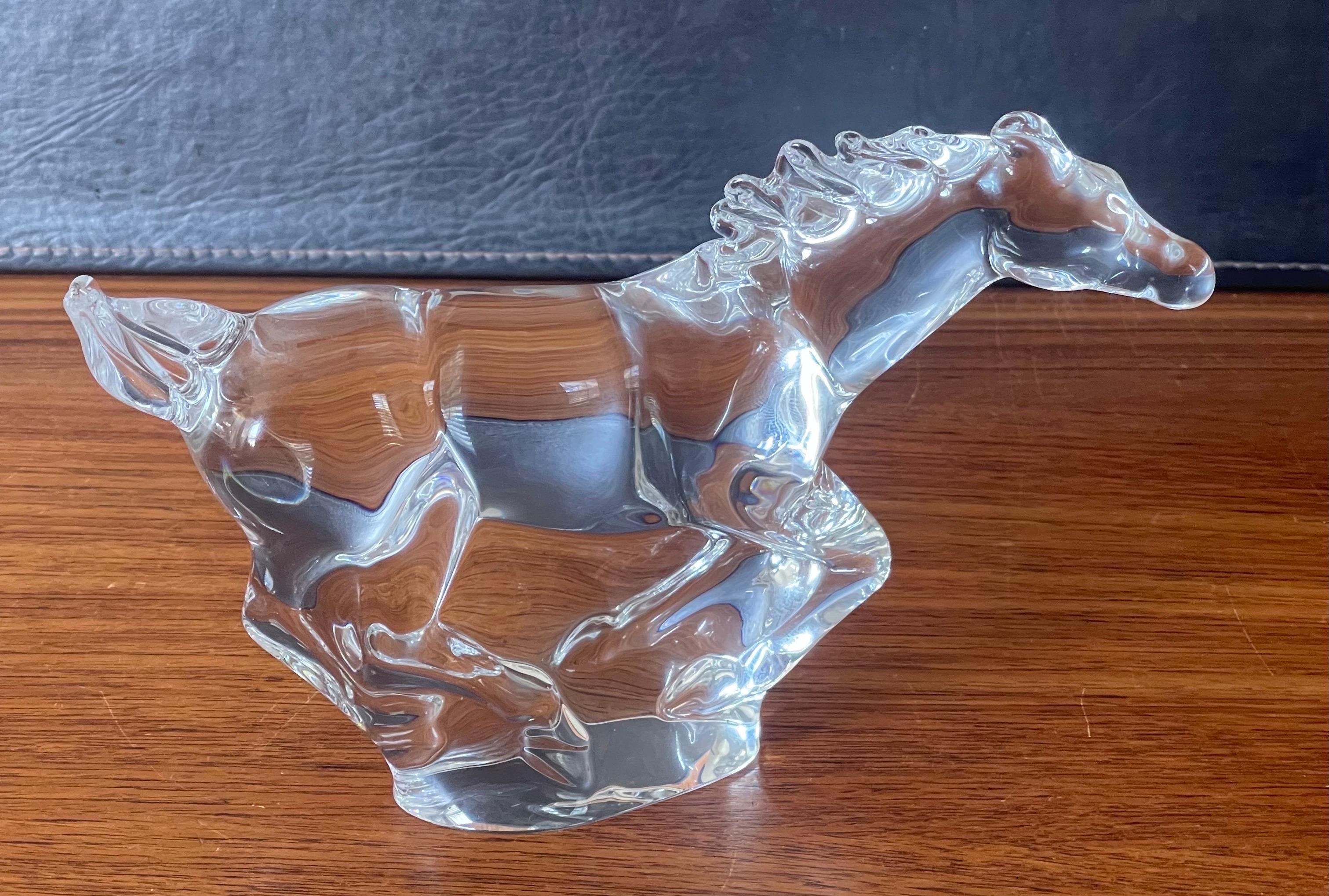 Crystal Galloping Horse / Mustang Sculpture by Steuben Glassworks For Sale 4