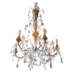 Crystal Genovese Italian Hand Carved Hanging Ceiling Light Pendant Chandelier LA