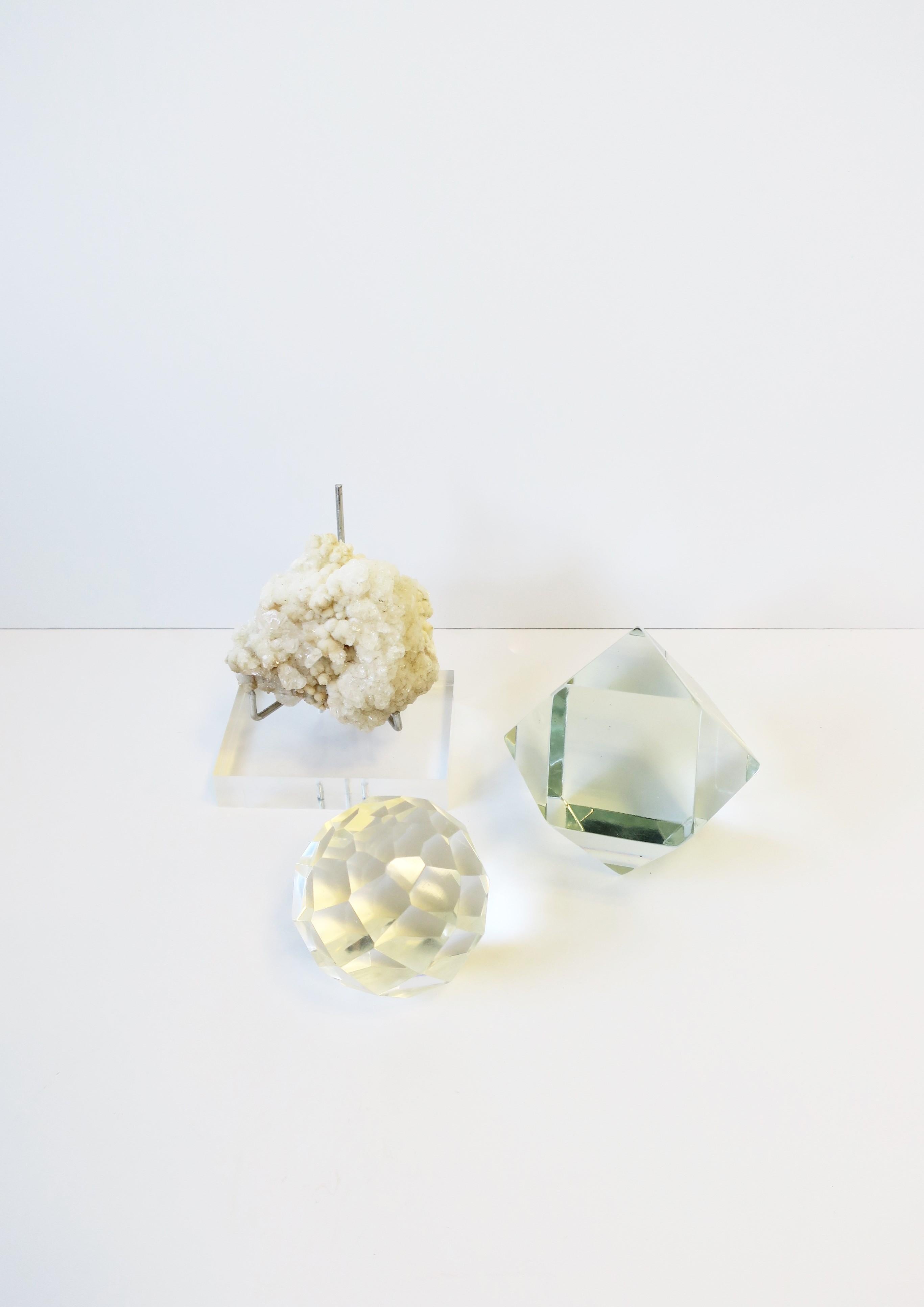 Modern Crystal Geometric Paperweight or Decorative Object For Sale