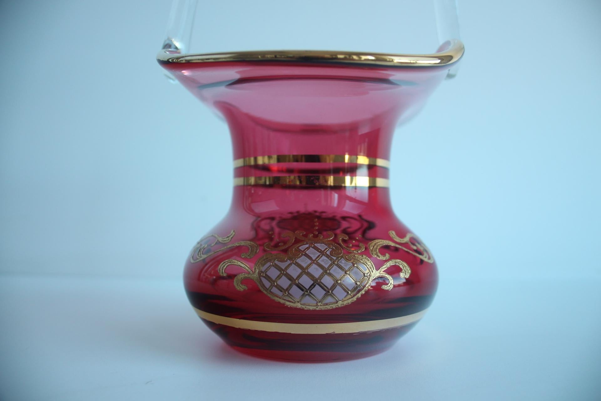 Crystal, gilded basket, Bohemia Crystal, Czechoslovakia, 1960's. For Sale 6