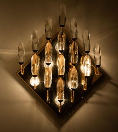Crystal Gilded Brass Wall Light, Stilkronen, 1975