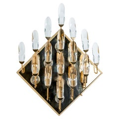 Crystal Gilded Brass Wall Light, Stilkronen, 1975