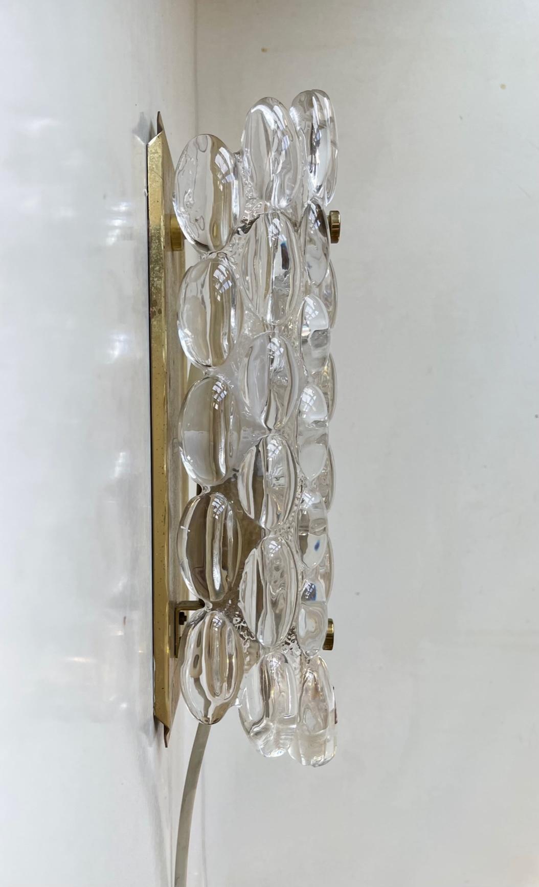 Swedish Crystal & Gilt Brass Wall Sconce by Carl Fagerlund for Orrefors Sweden
