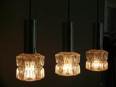 Crystal Glas Pendant Lamp, Cascade Lamp, Germany 1960s