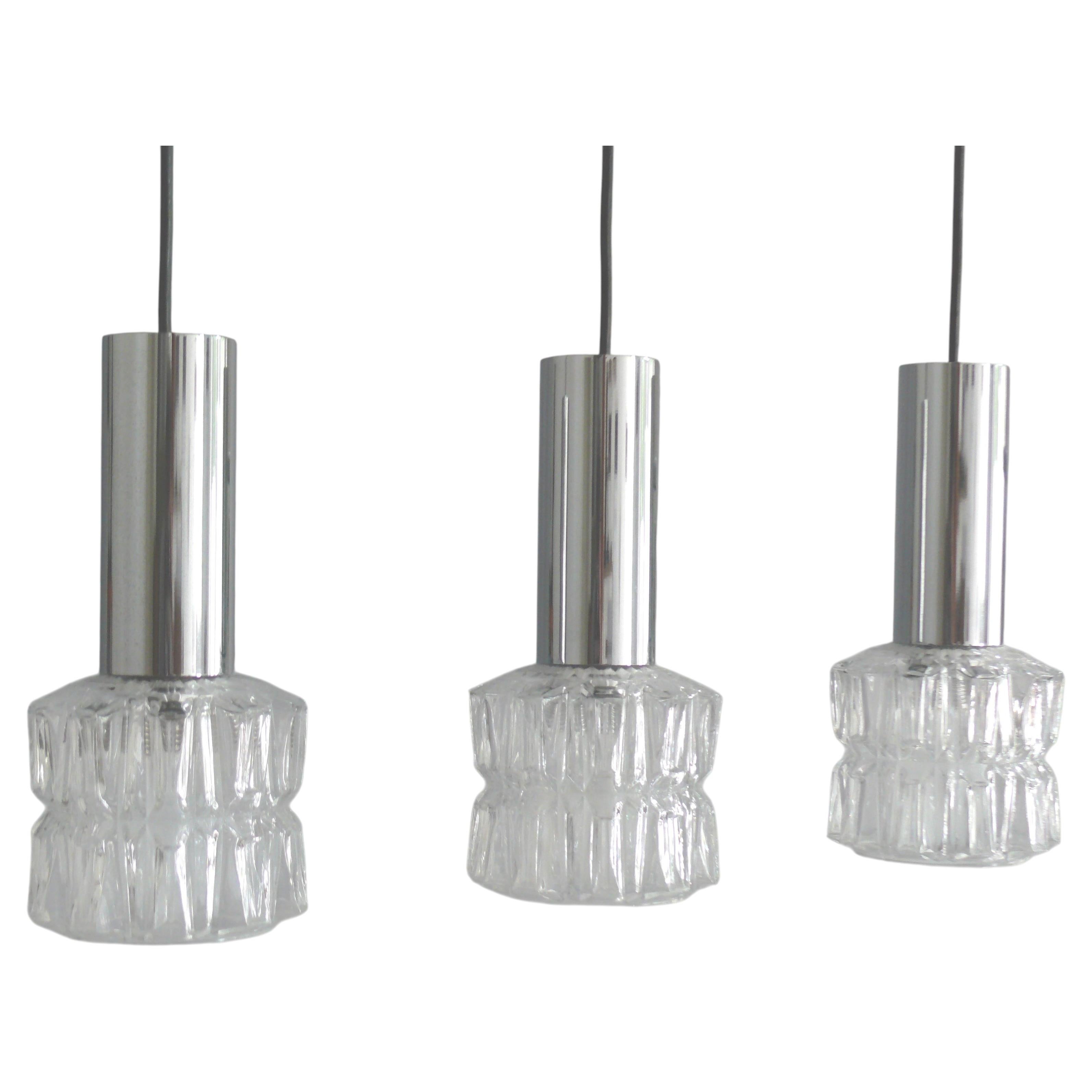 Crystal Glas Pendant Lamp, Cascade Lamp, Germany 1960s For Sale