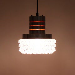 Crystal Glass and Aluminium Lamp, 1960s Scandinavian Hanging Light